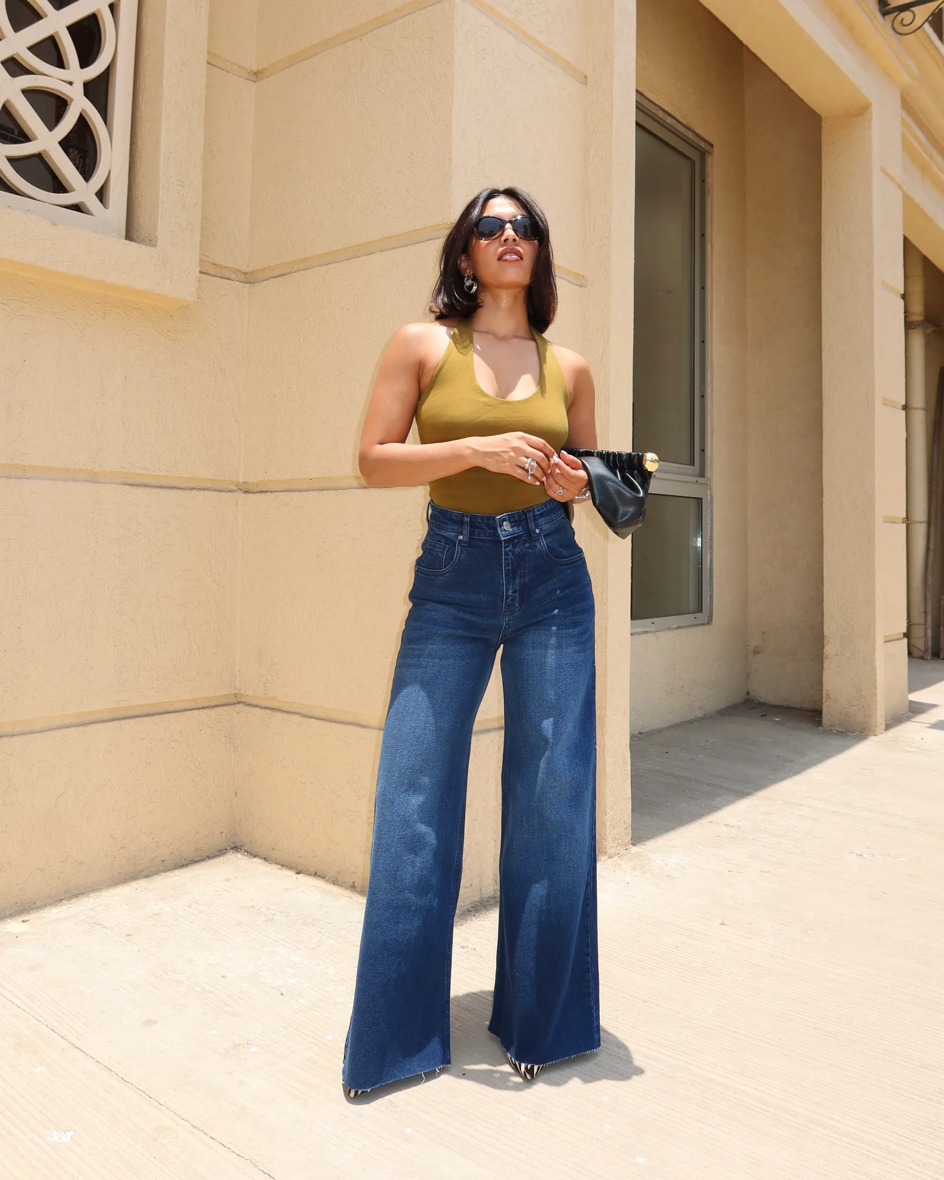 Faded Blue Raw Hem Jeans