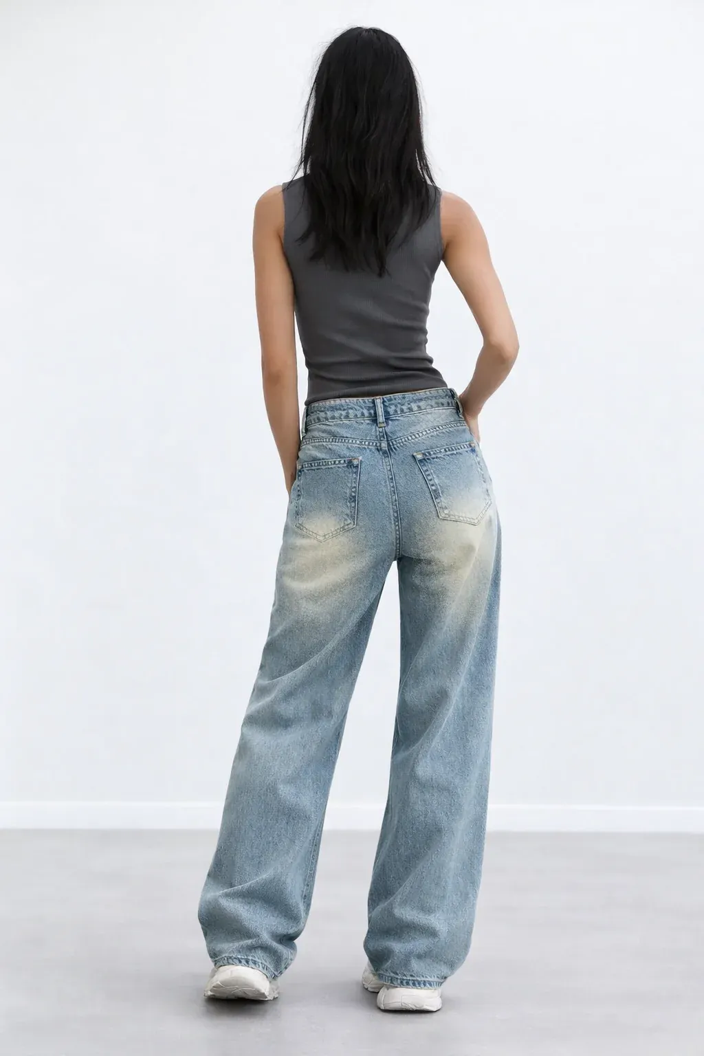 Washed Blue Straight Leg Jeans