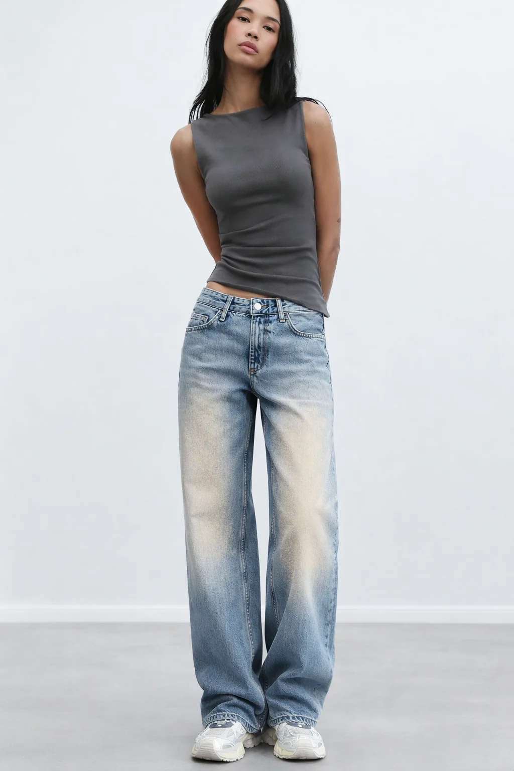 Washed Blue Straight Leg Jeans