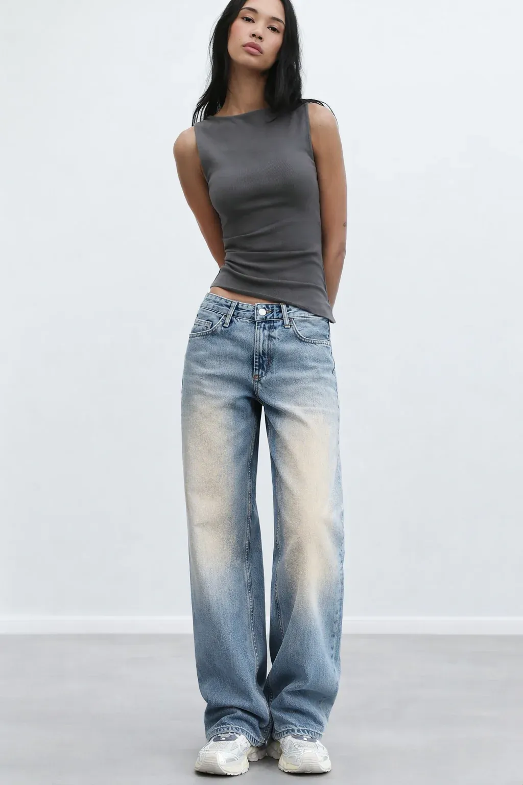 Washed Blue Straight Leg Jeans