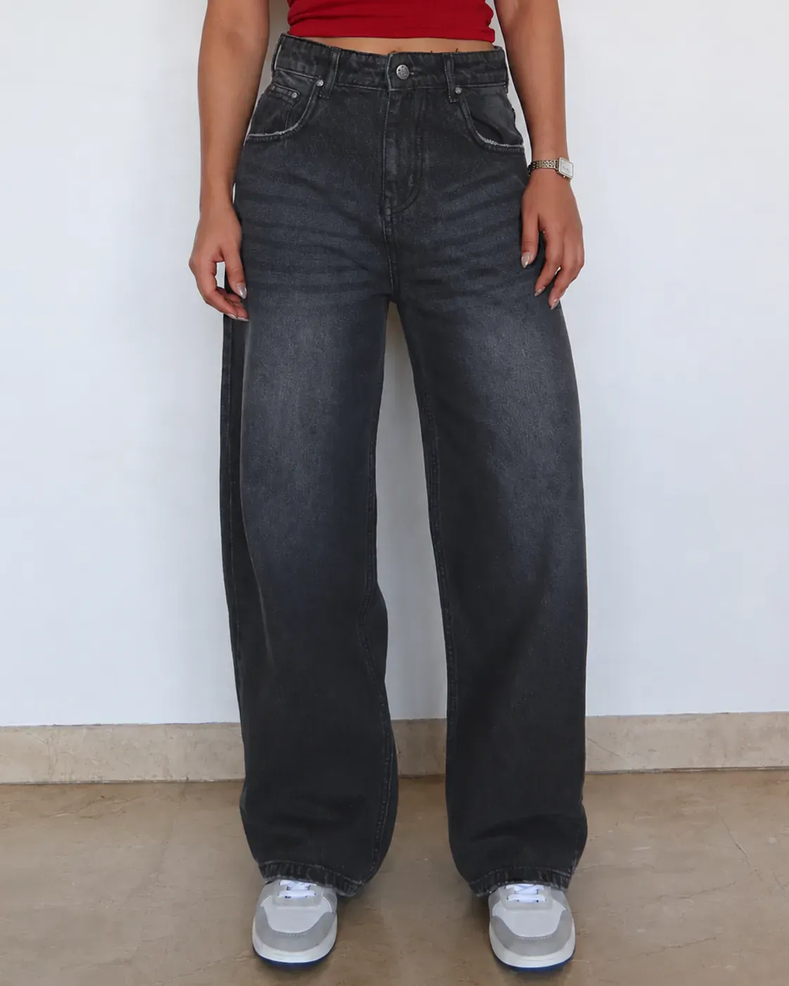 Black Casual Loose-Fit Jeans