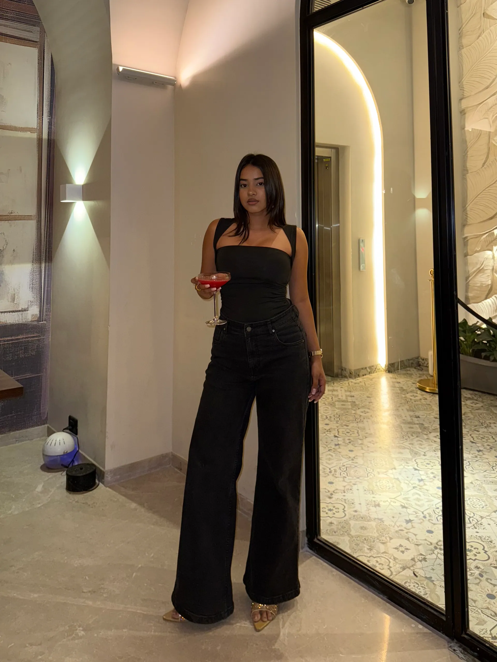 Onyx Black High-Rise Wide Leg Jeans