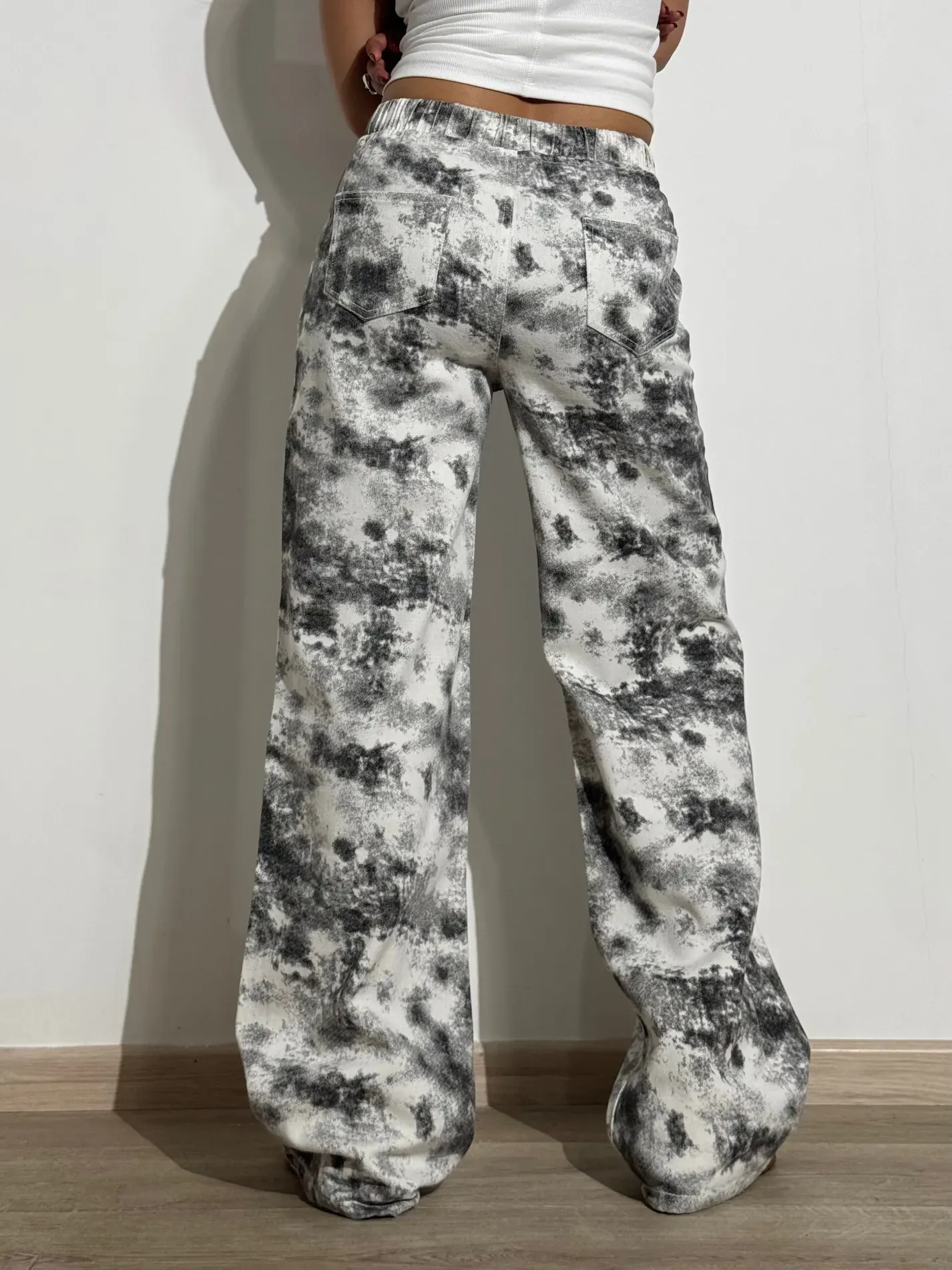 Graffiti Splash Wide Leg Denim Joggers