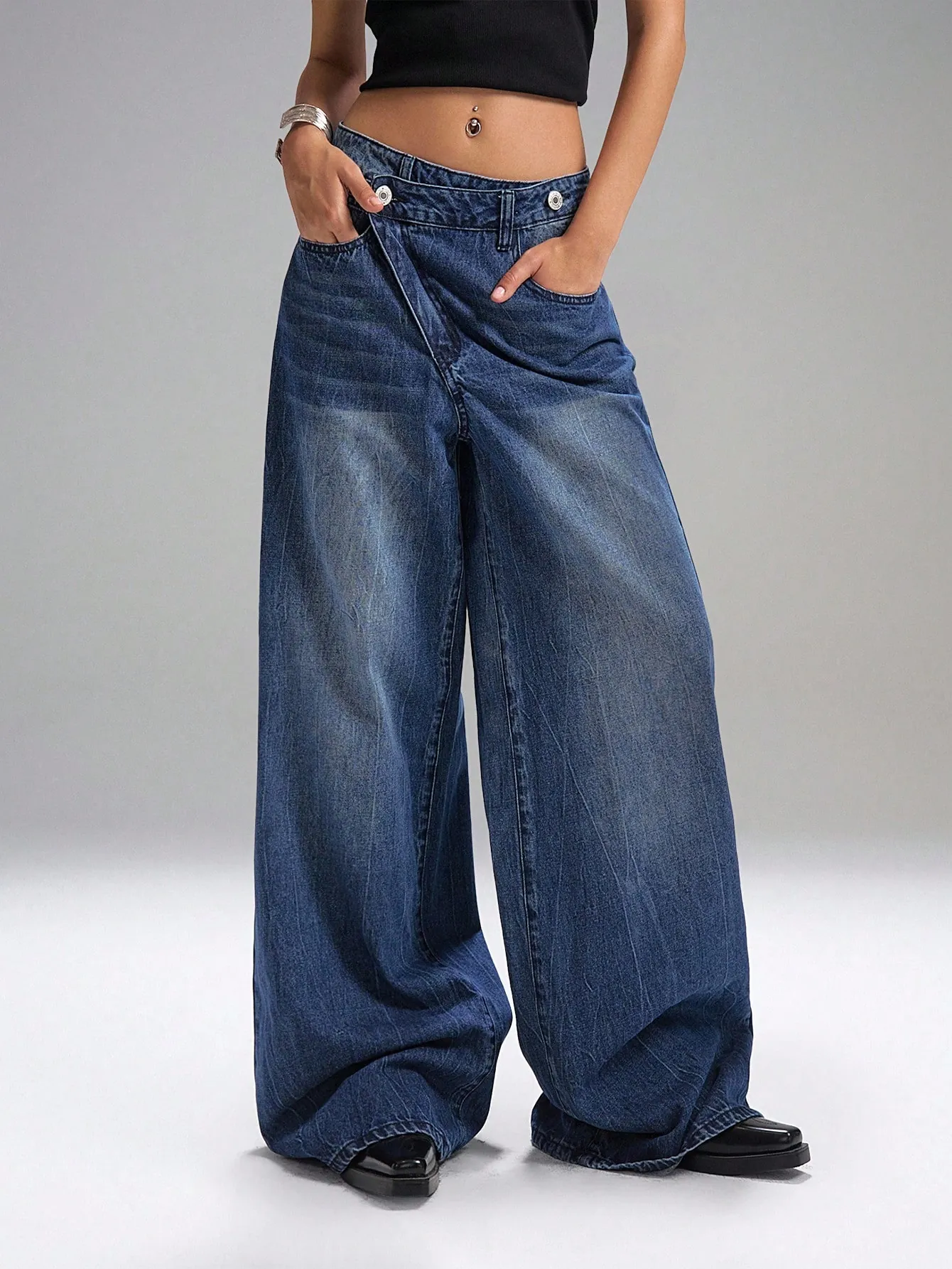 Raw Edge Extra Wide Leg Jeans