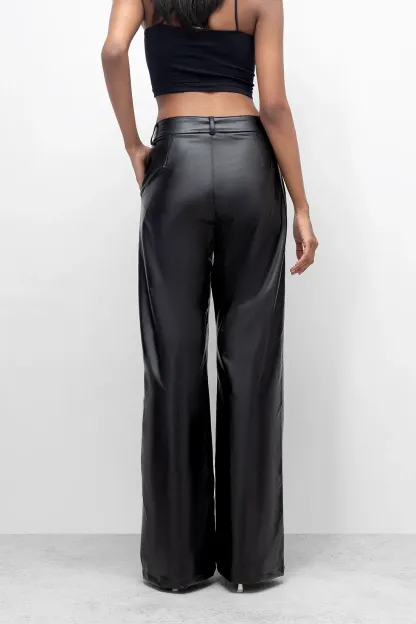 Luxe Faux Leather Straight Pants