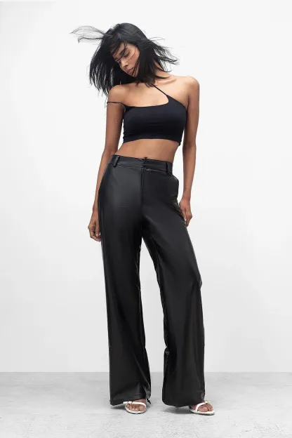 Luxe Faux Leather Straight Pants