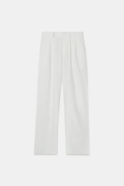Elegant White Wide Leg Trousers