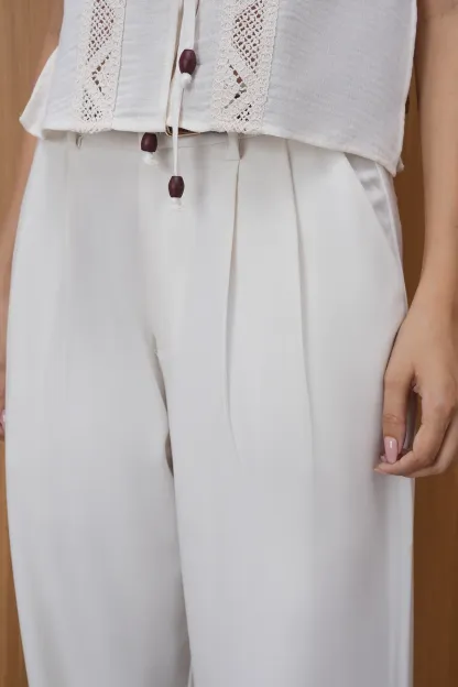 Elegant White Wide Leg Trousers
