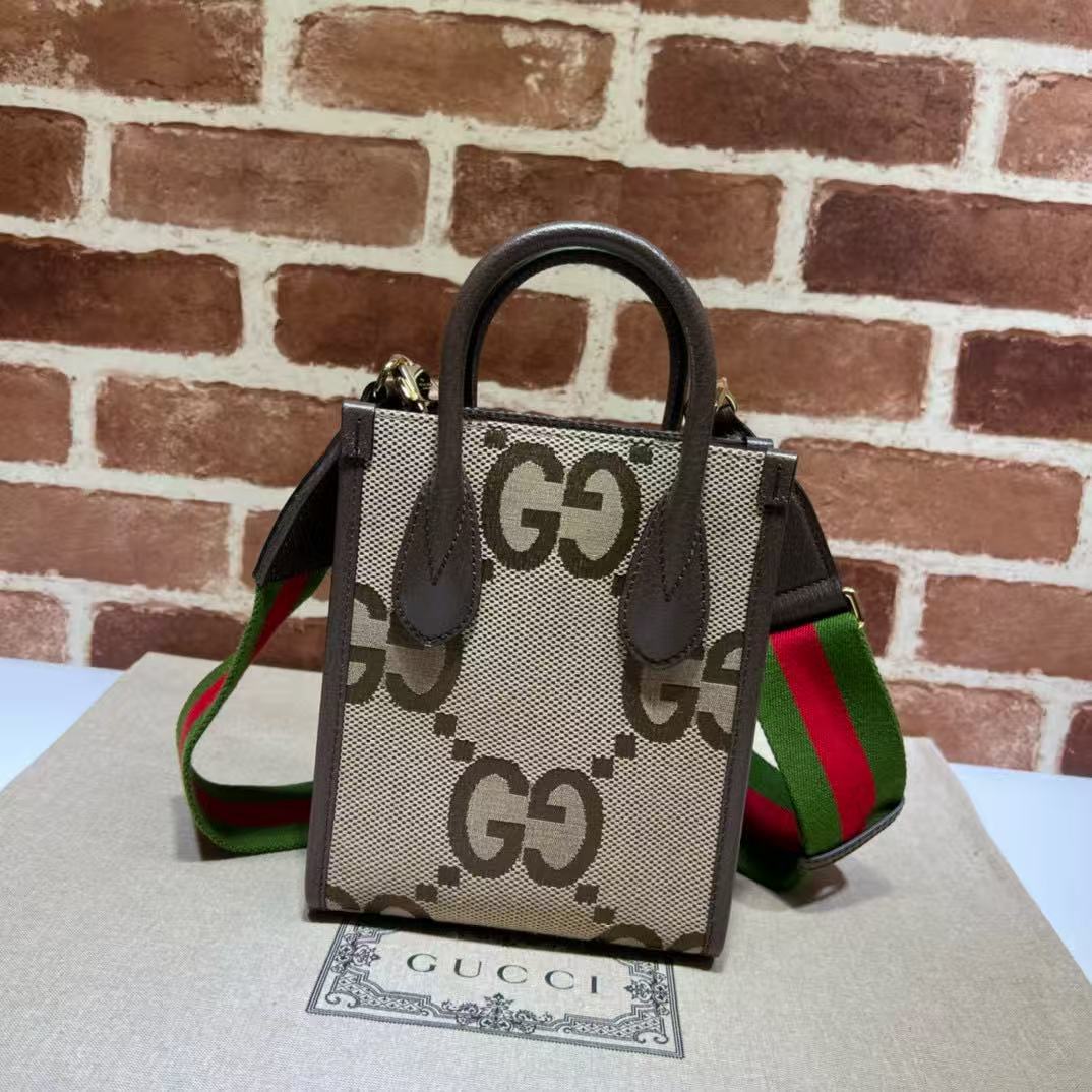 GUCCI Jumbo GG Mini Tote Bag "Camel/Ebony"（699406-UKMDG-2570）