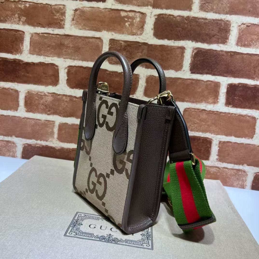 GUCCI Jumbo GG Mini Tote Bag "Camel/Ebony"（699406-UKMDG-2570）