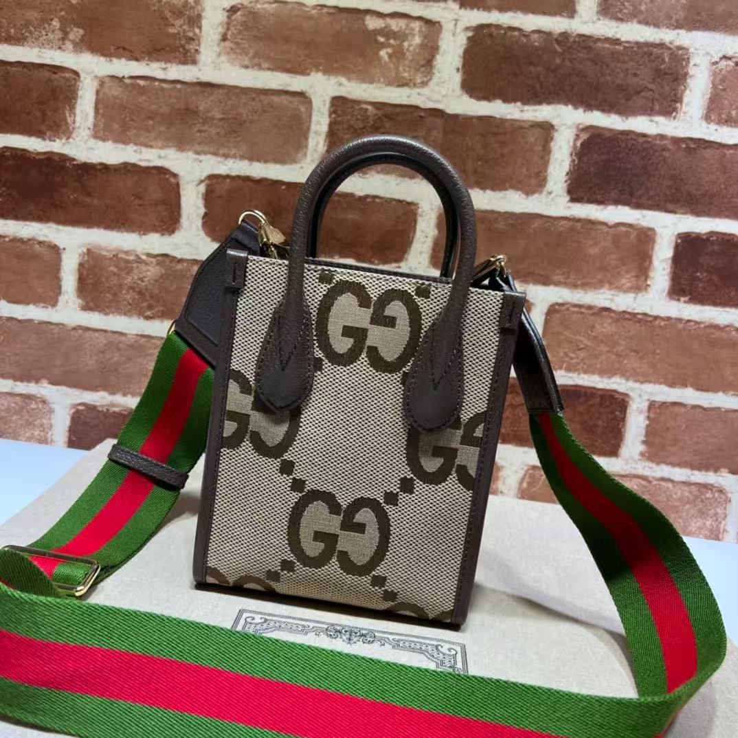 GUCCI Jumbo GG Mini Tote Bag "Camel/Ebony"（699406-UKMDG-2570）