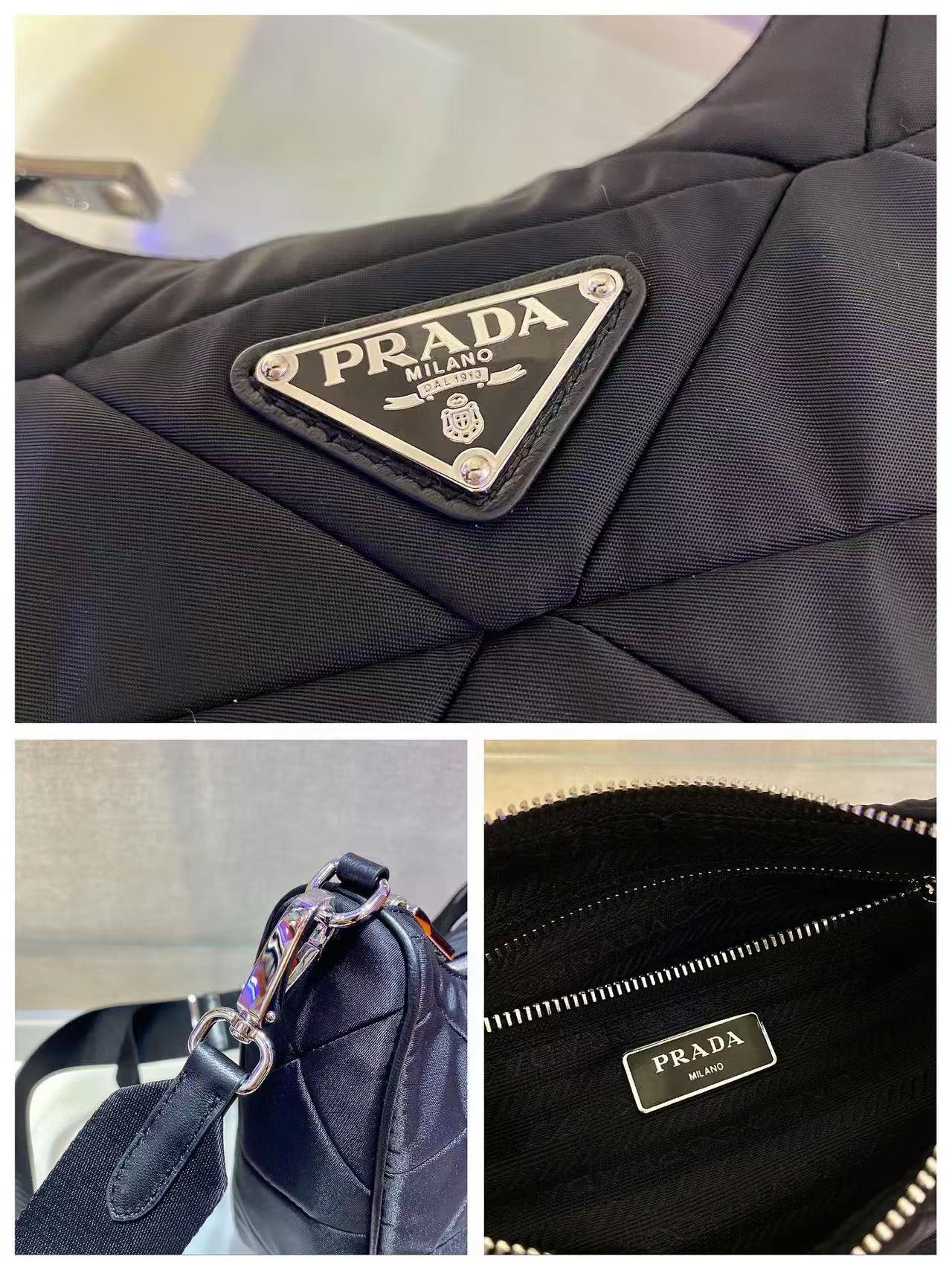 PRADA Padded Re-Nylon Shoulder Bag "Black"( 1BC151_RDJN_F0002_V_D9M)