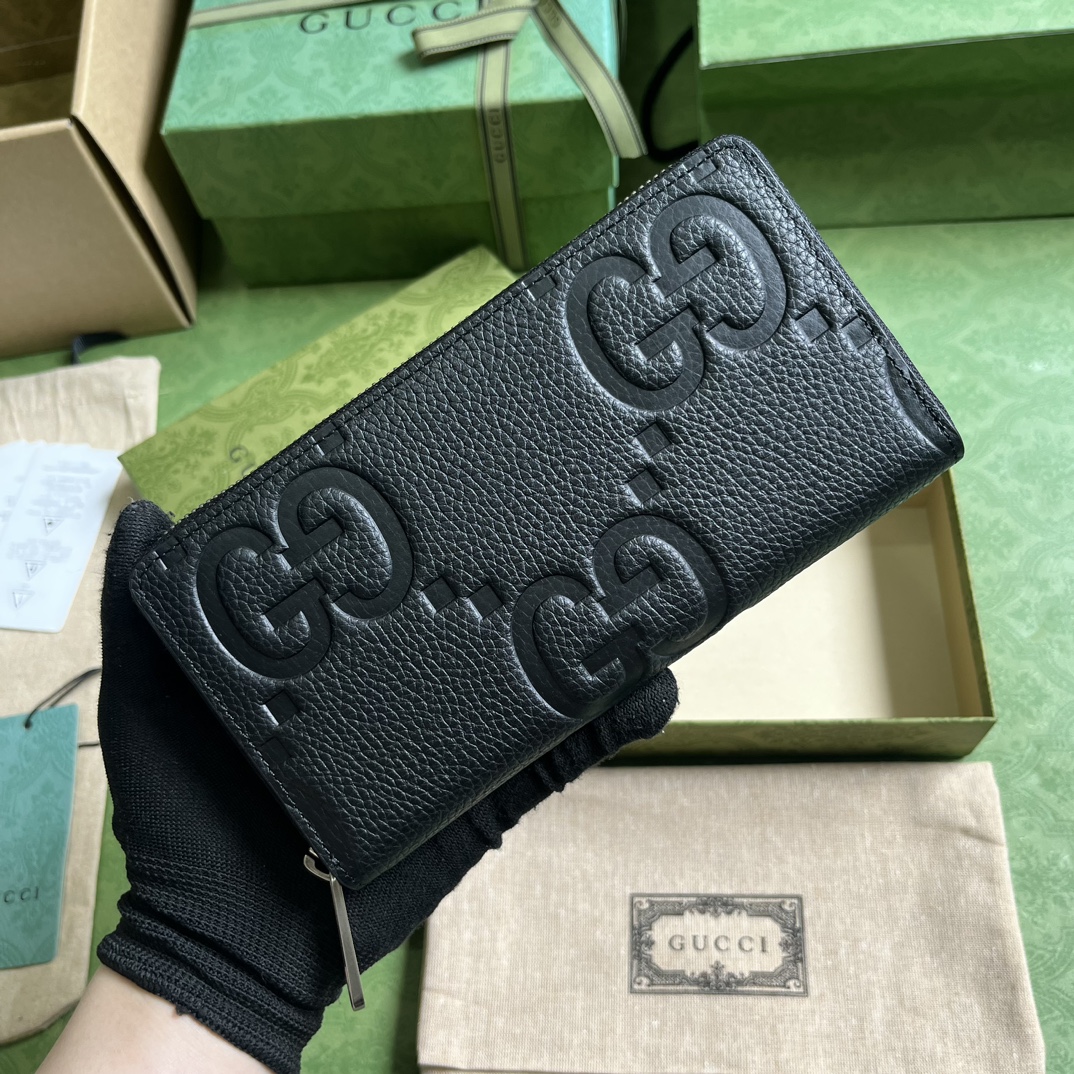 GUCCI Logo Embossed Zip-Around Wallet (739482AABY01000)