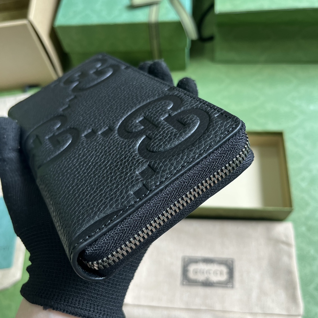 GUCCI Logo Embossed Zip-Around Wallet (739482AABY01000)