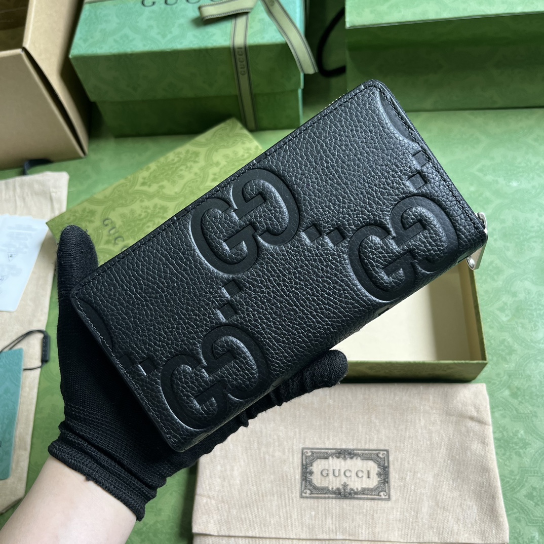 GUCCI Logo Embossed Zip-Around Wallet (739482AABY01000)