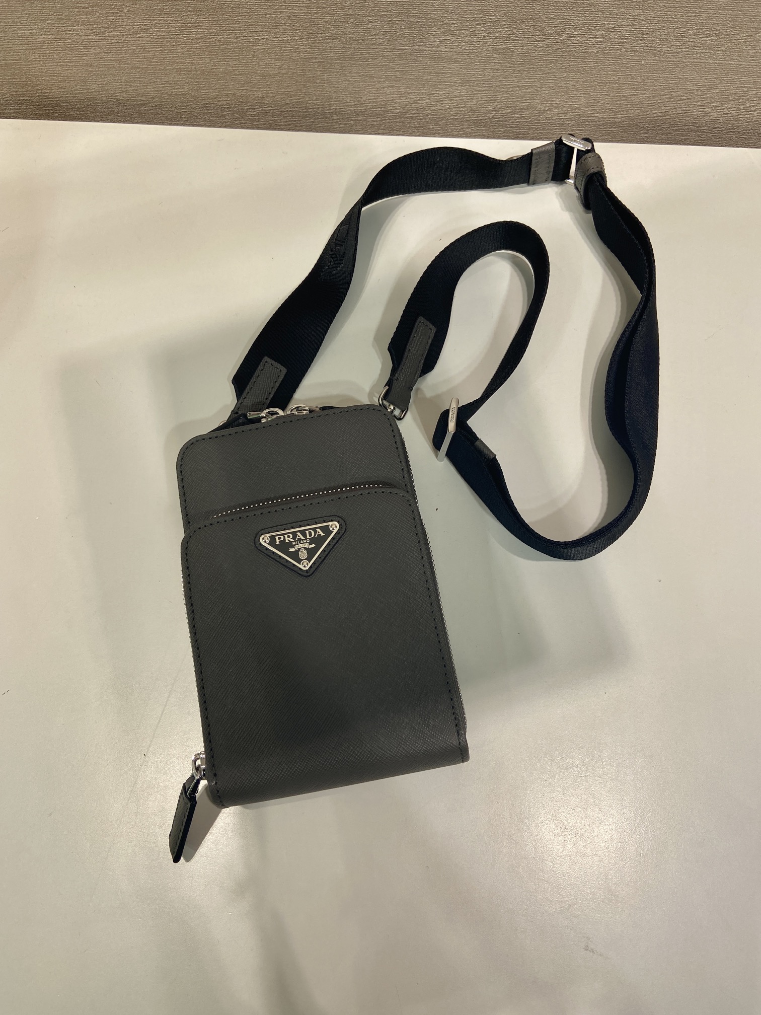 PRADA Saffiano Leather Smartphone Case "Gray" (2ZH126_053_F0170)
