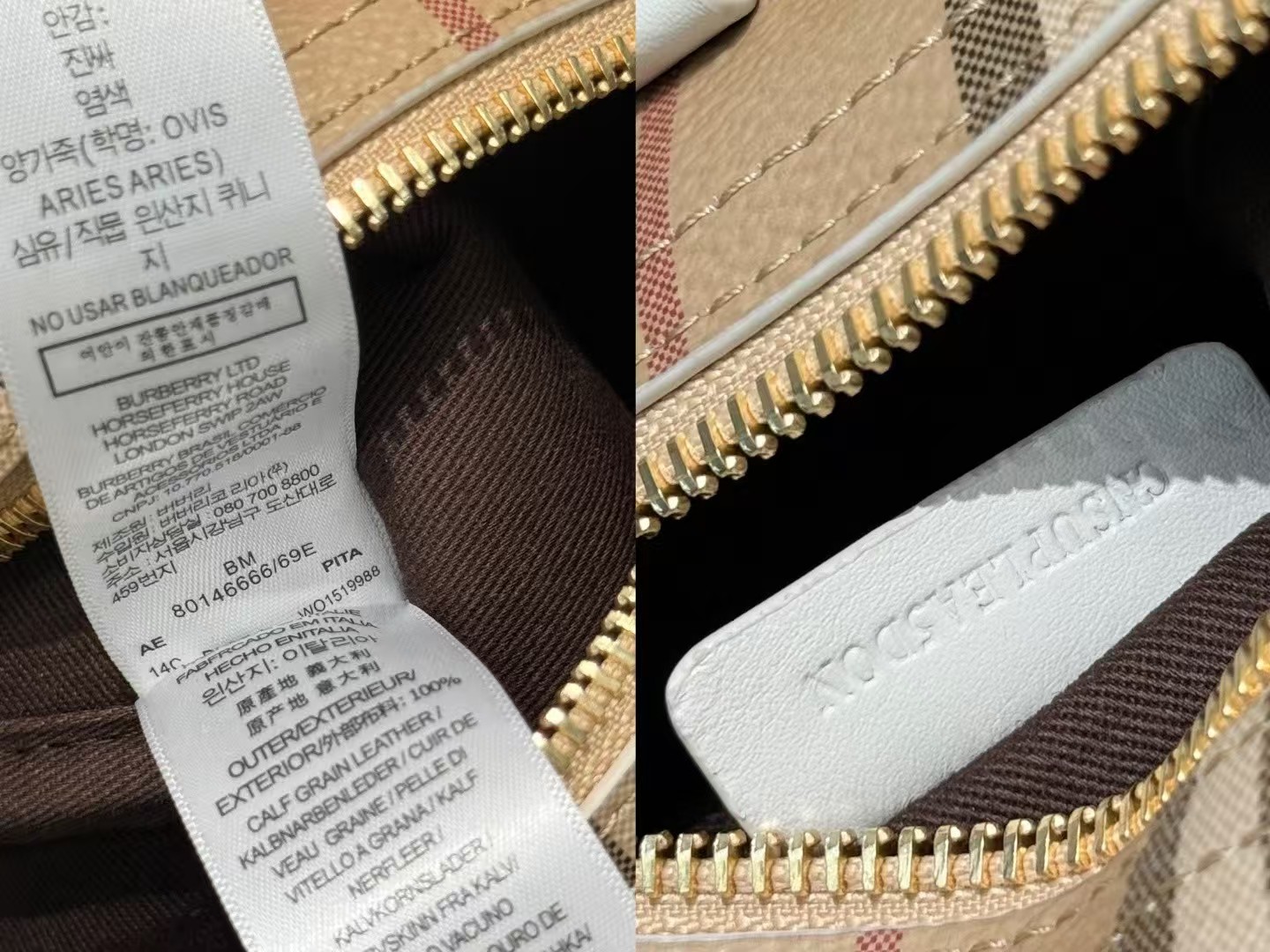BURBERRY Mini Check Bowling Bag（81251071）