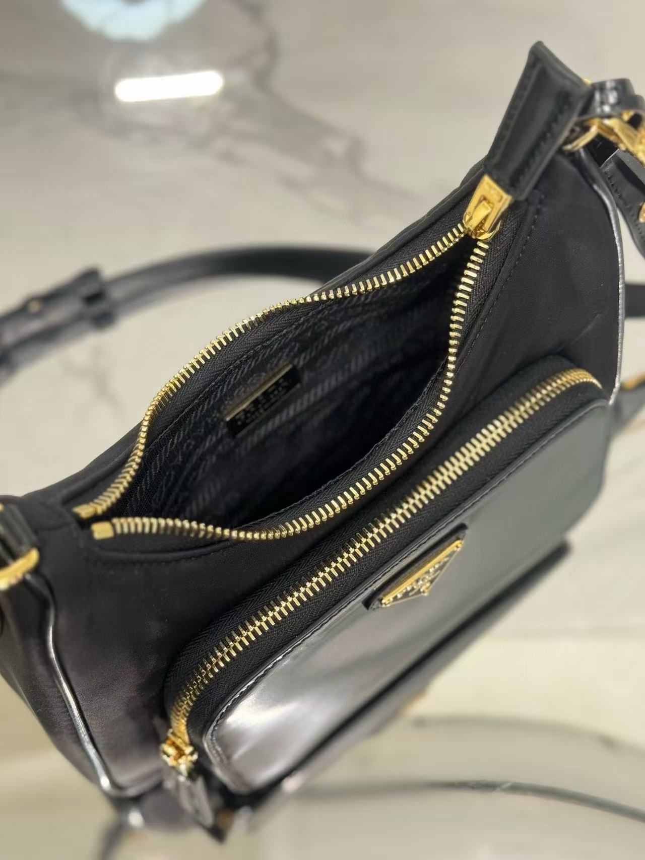 PRADA Nylon x Suede Leather Mini Bag (1BC198_R789_F0002_V_JOO)