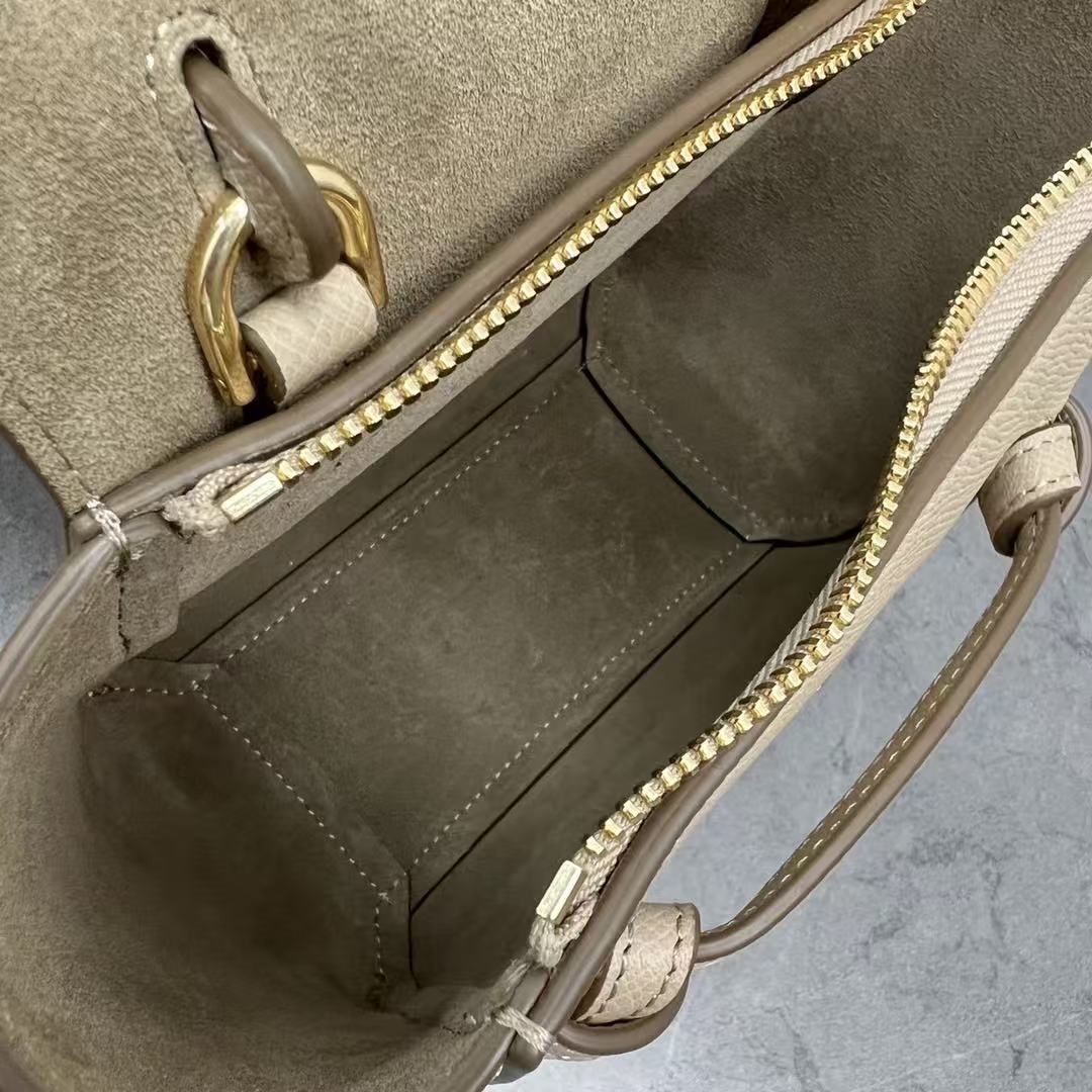 CELINE - Mini Light taupe Mirco Leather 2way Handbag（189003ZVA18LT）