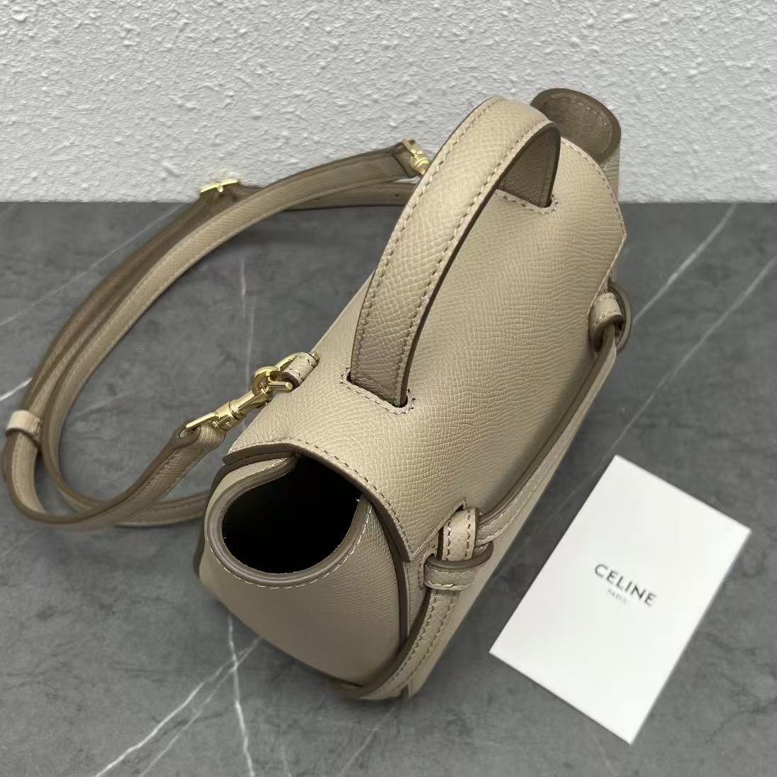 CELINE - Mini Light taupe Mirco Leather 2way Handbag（189003ZVA18LT）