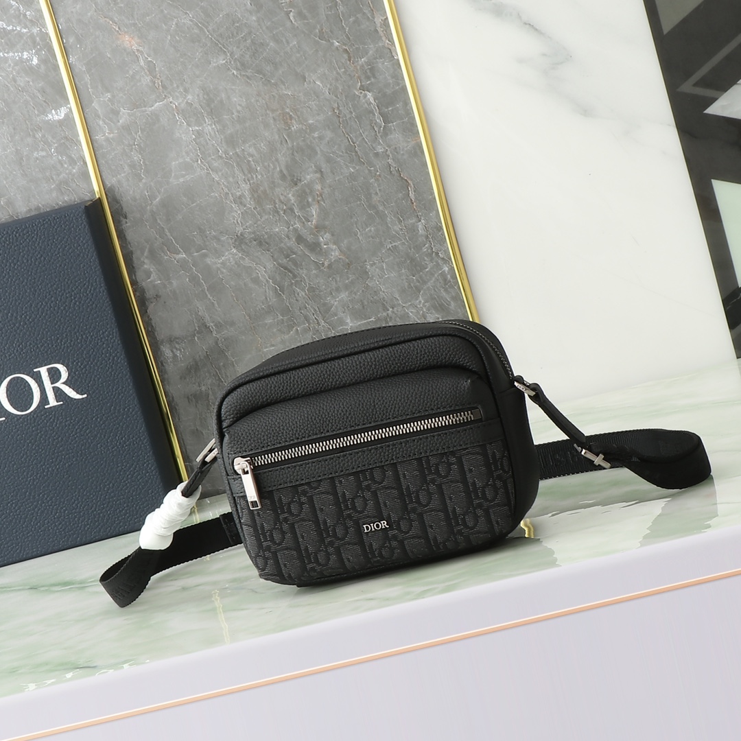 Dior Oblique Jacquard Canvas With Grainy Calfskin Messenger Bag, Shoulder Bag, Crossbody Bag（2ESWS034YKS-H27E）