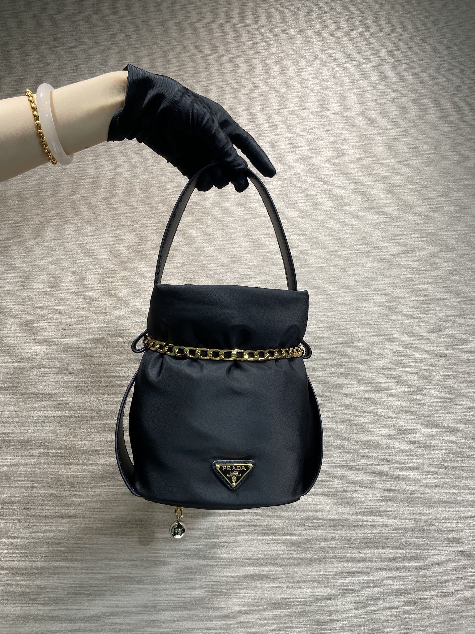Prada Black Nylon Petit Sac Mini Bucket (1BE088_RUKW_F0002)