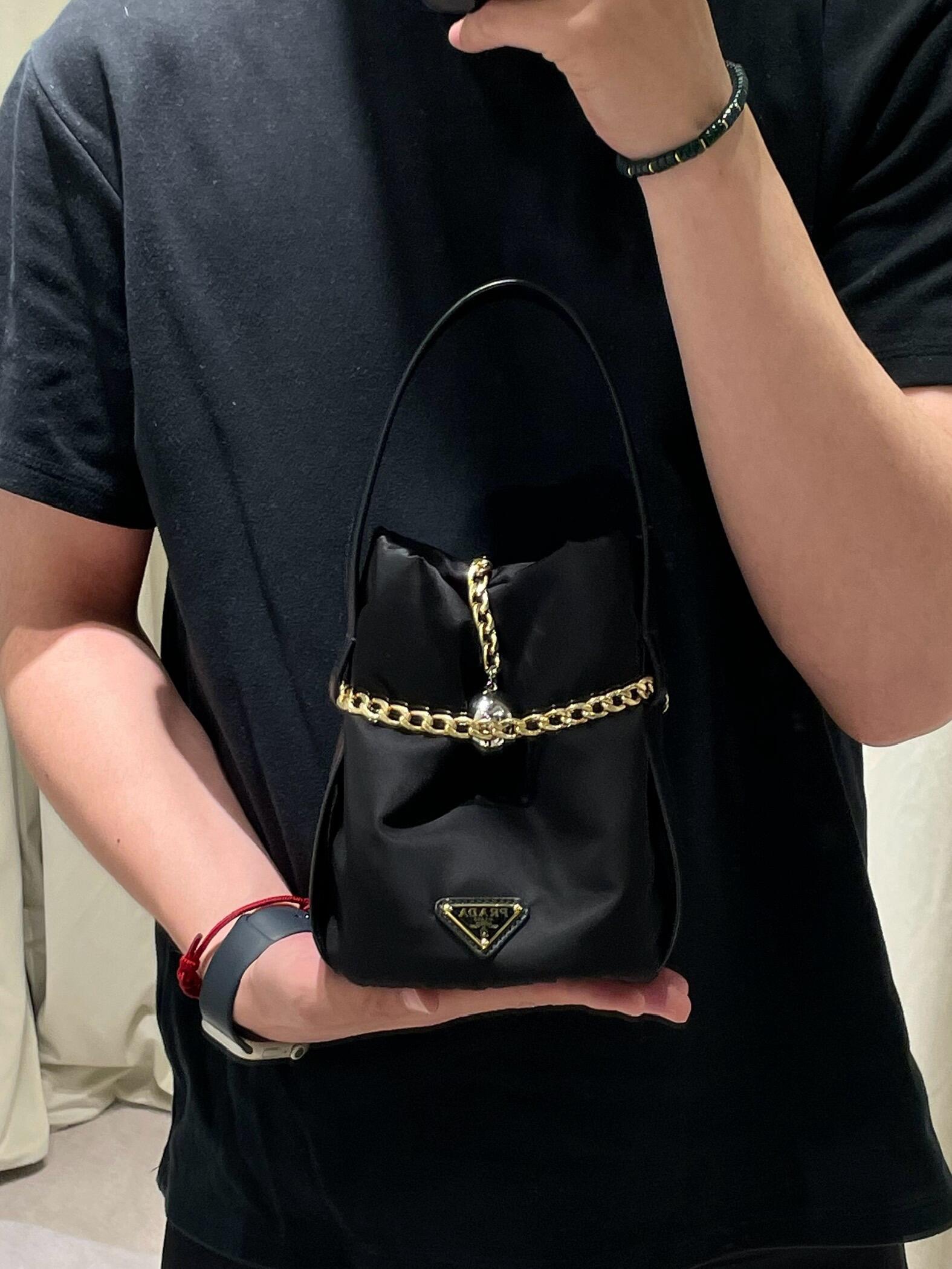 Prada Black Nylon Petit Sac Mini Bucket (1BE088_RUKW_F0002)