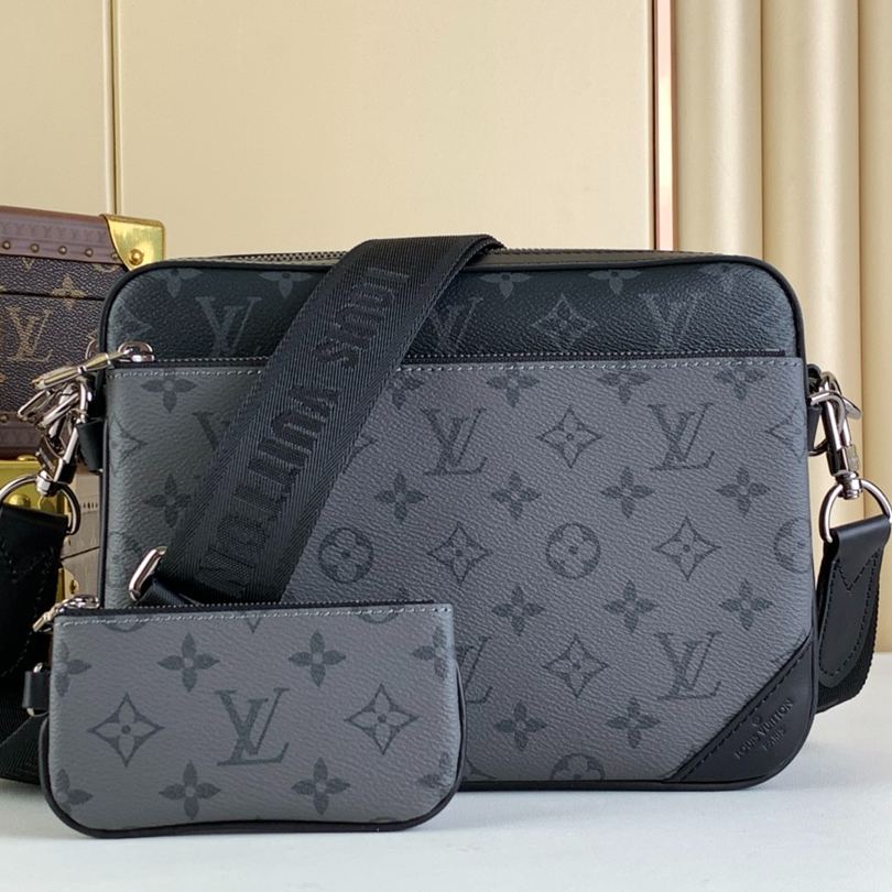 Louis Vuitton Monogram Eclipse Reverse Trio Messenger Shoulder Bag  (M69443）