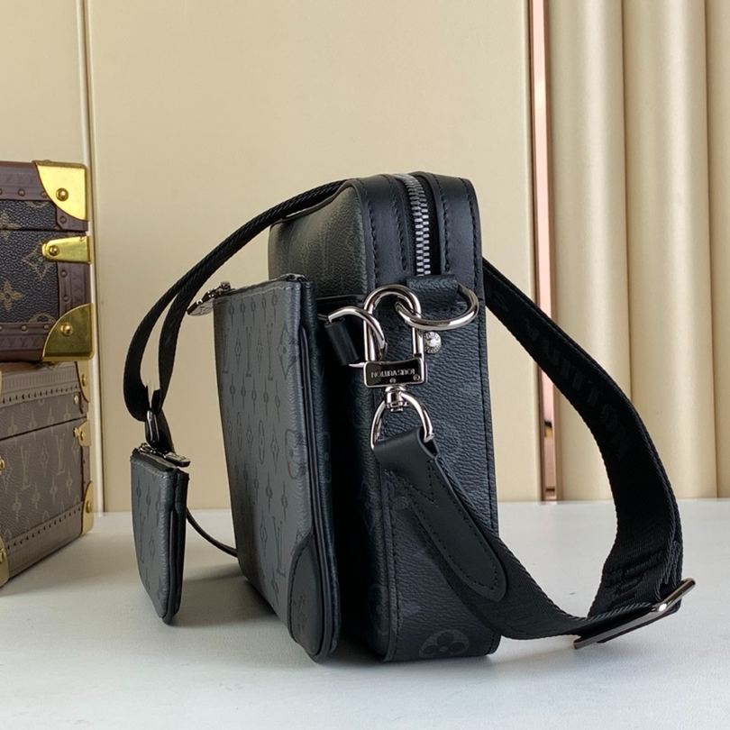 Louis Vuitton Monogram Eclipse Reverse Trio Messenger Shoulder Bag  (M69443）