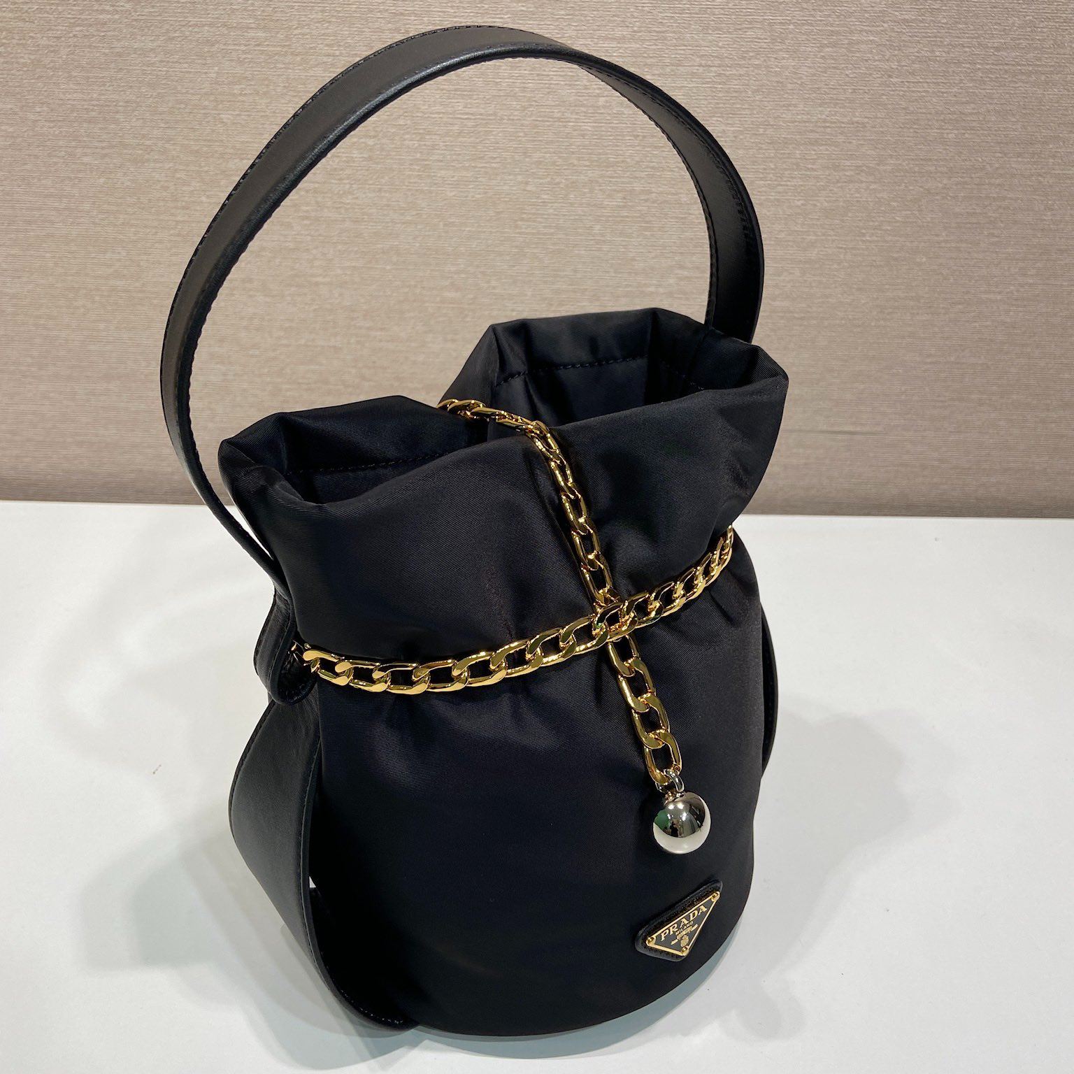 Prada Black Nylon Petit Sac Mini Bucket (1BE088_RUKW_F0002)