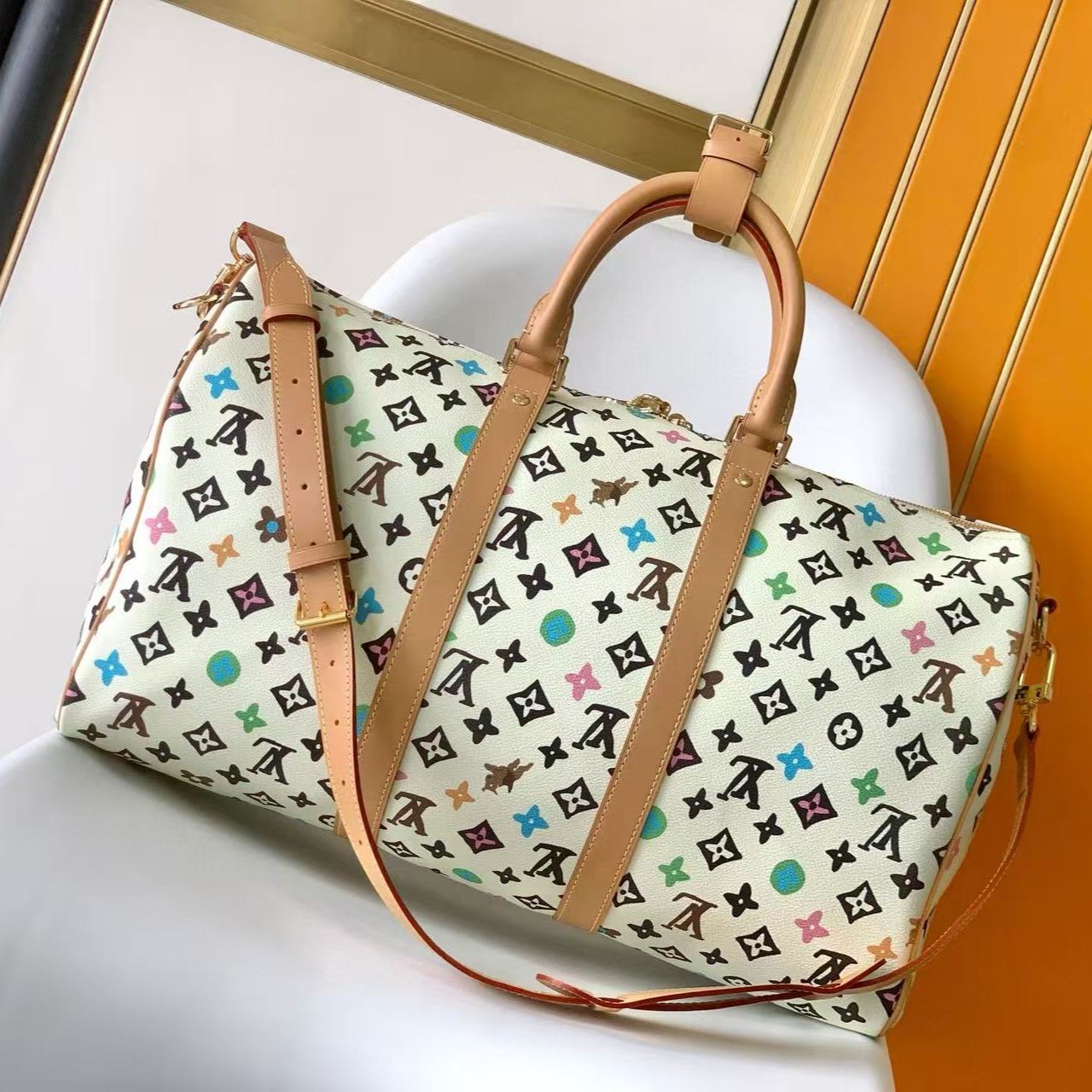 Louis Vuitton Keepall Bandouliere 45 Monogram Craggy Boston Bag (M25233)