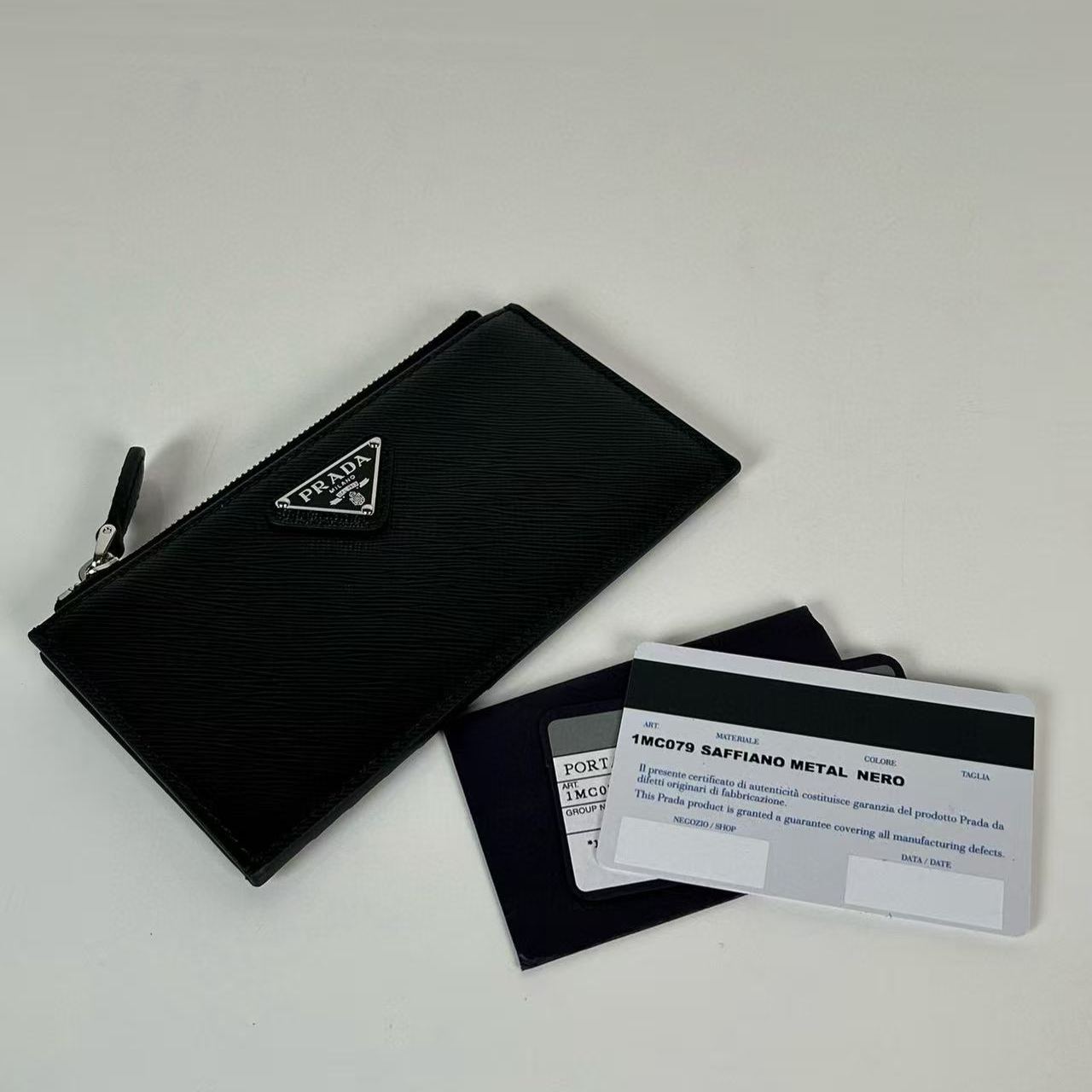 Prada Black Saffiano Triangle Card Case (1MC086_QHH_F0632)