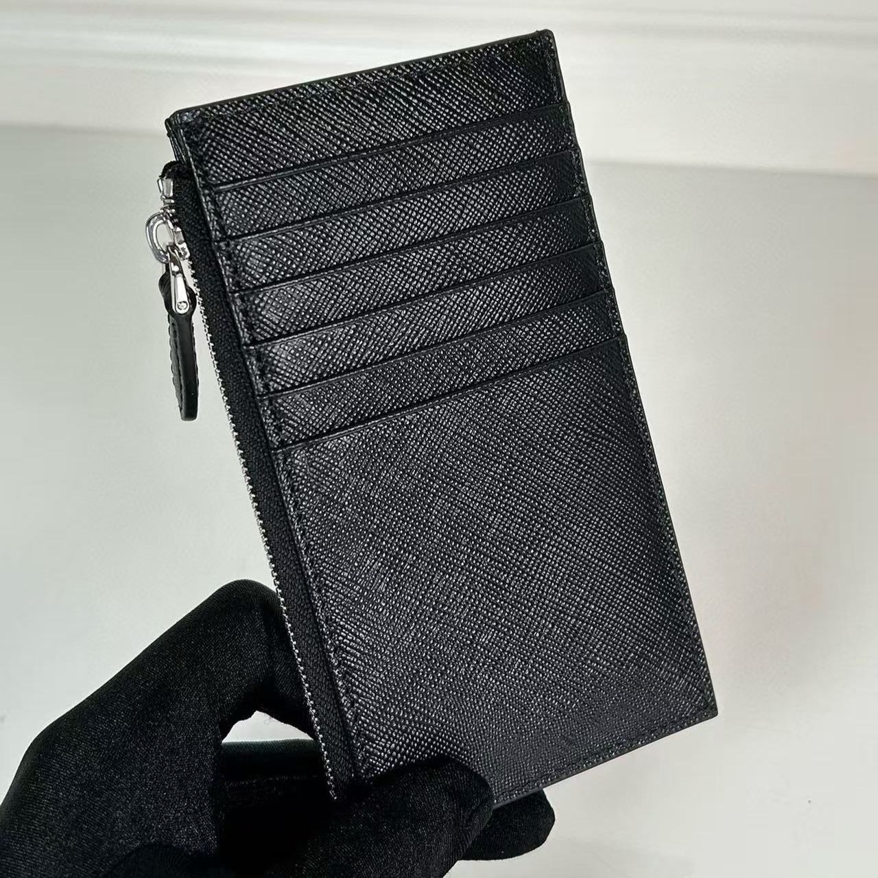 Prada Black Saffiano Triangle Card Case (1MC086_QHH_F0632)