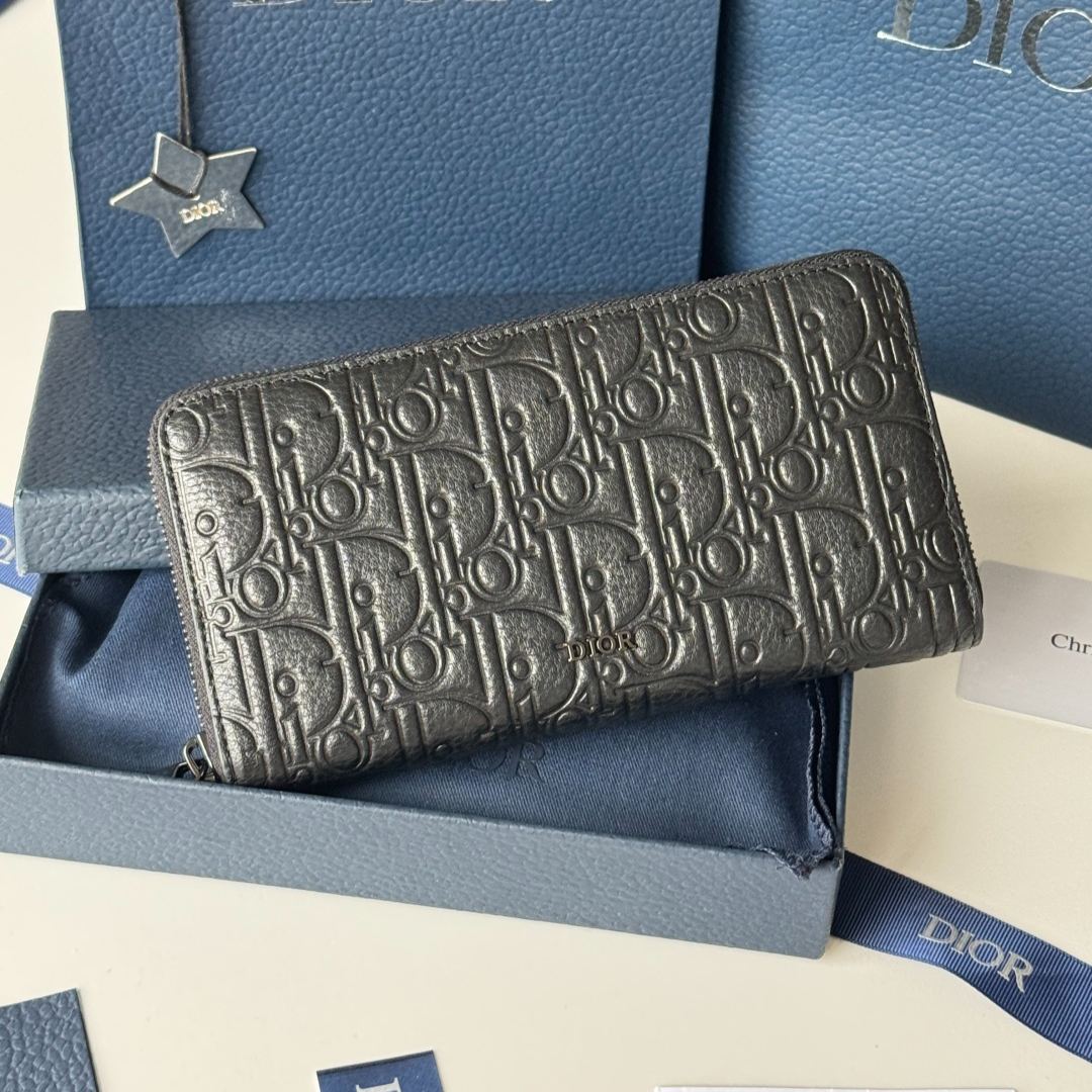 Dior Gravity Genuine Leather Long Zipper Wallet - 19.8*11cm（2ESBC252FLG-H00N）