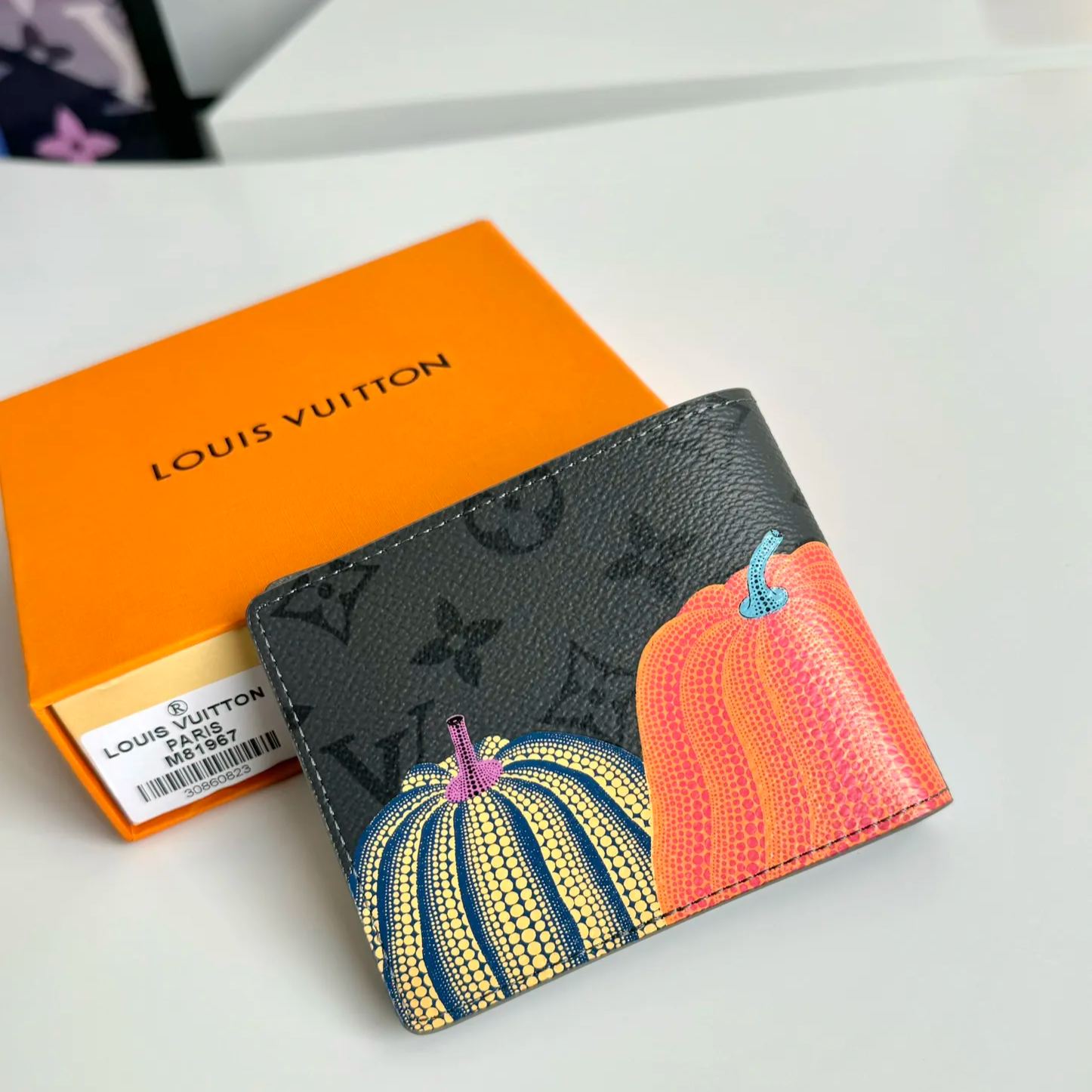 Louis Vuitton x Yayoi Kusama Slender Wallet Monogram Eclipse Reverse Pumpkin（M81967）