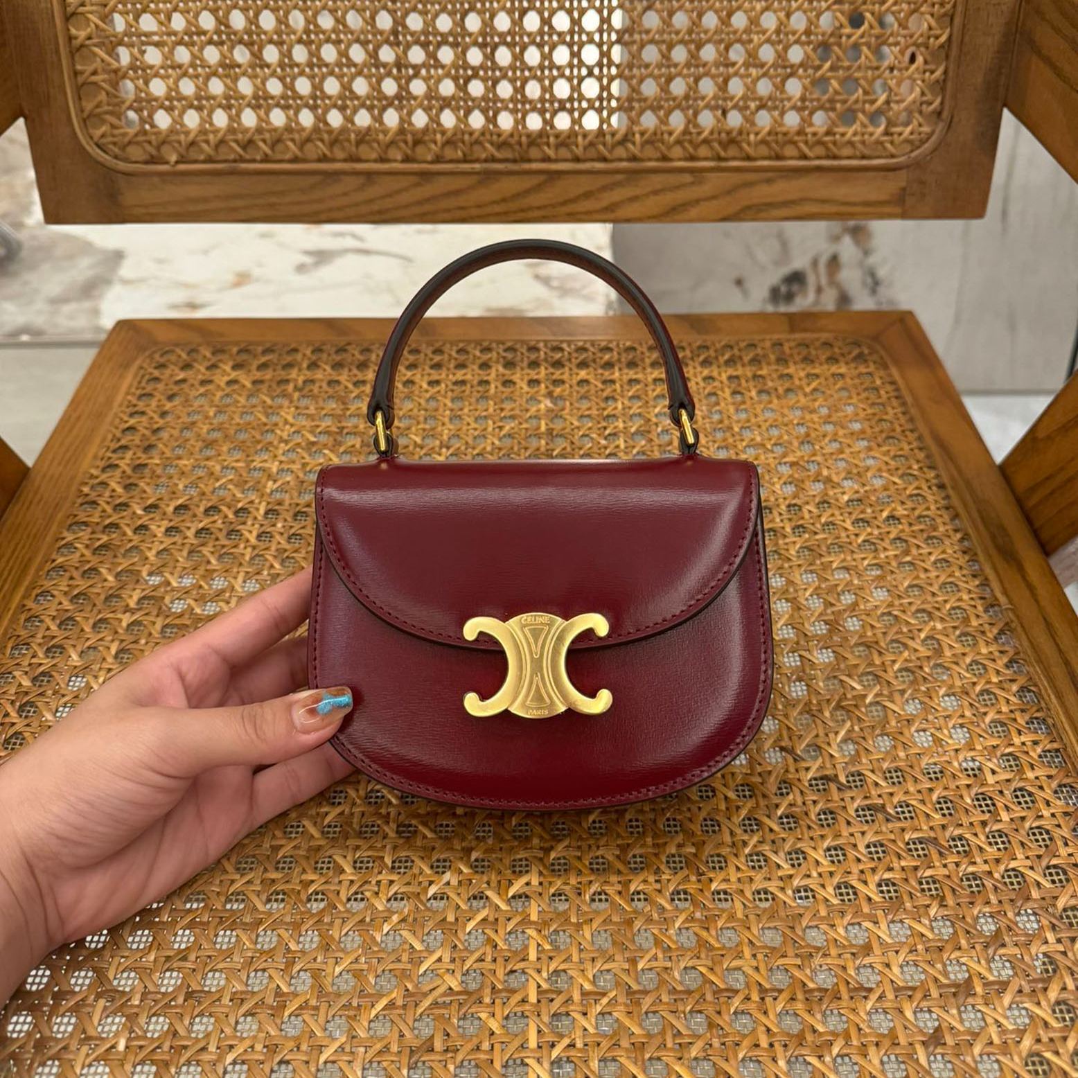 CELINE MINI BESACE CLEA in Triomphe canvas and calfskin （10K502EWU.04LU）
