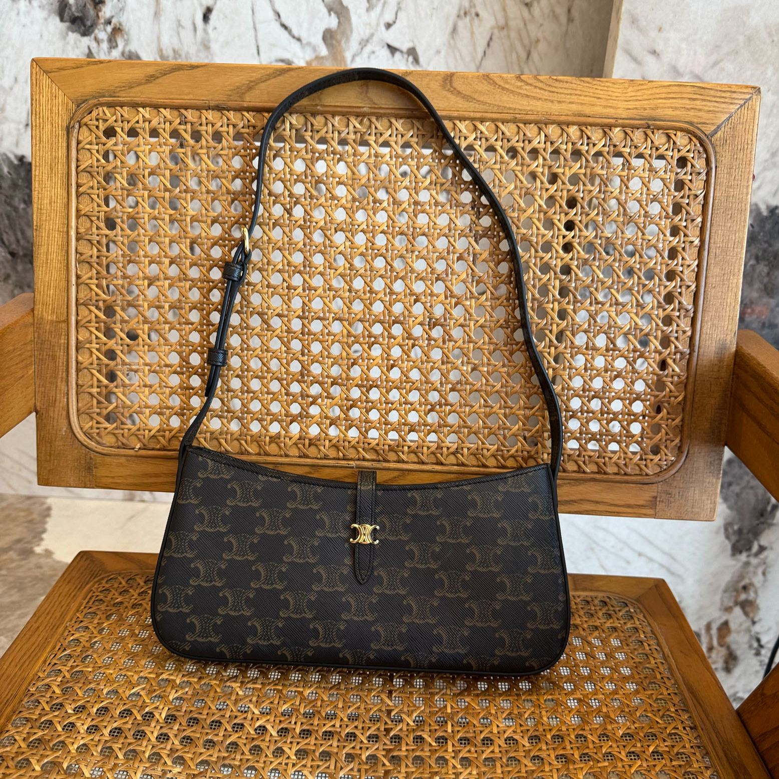 CELINE Tina Shoulder Bag / Glossy Calfskin（123053BF4.38NO）