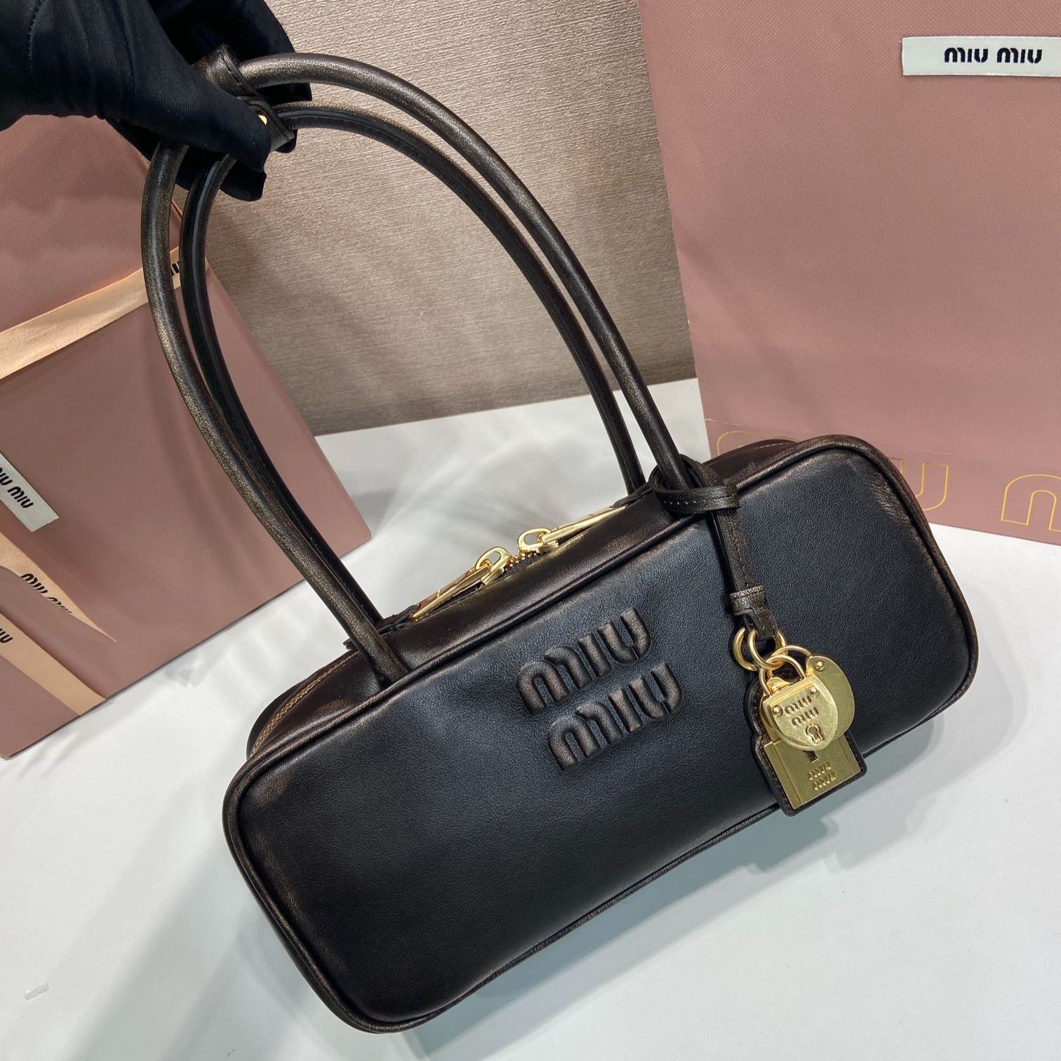MiuMiu Beau leather bag（5BB173_2CRW_F0002_V_OTM）