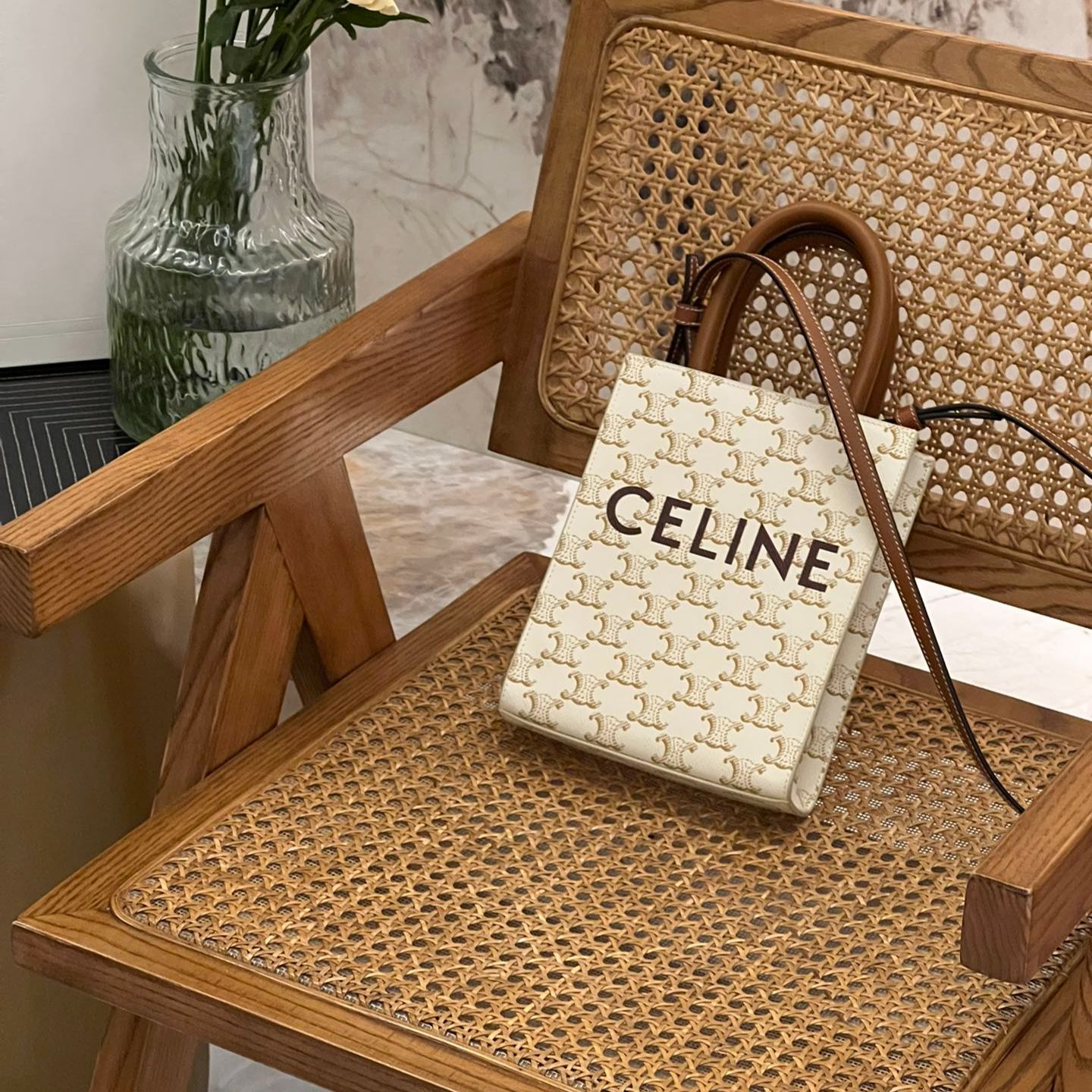【N】CELINE Mini Vertical Cabas IN Triomphe Canvas with Celine print（194372BZK-04LU）
