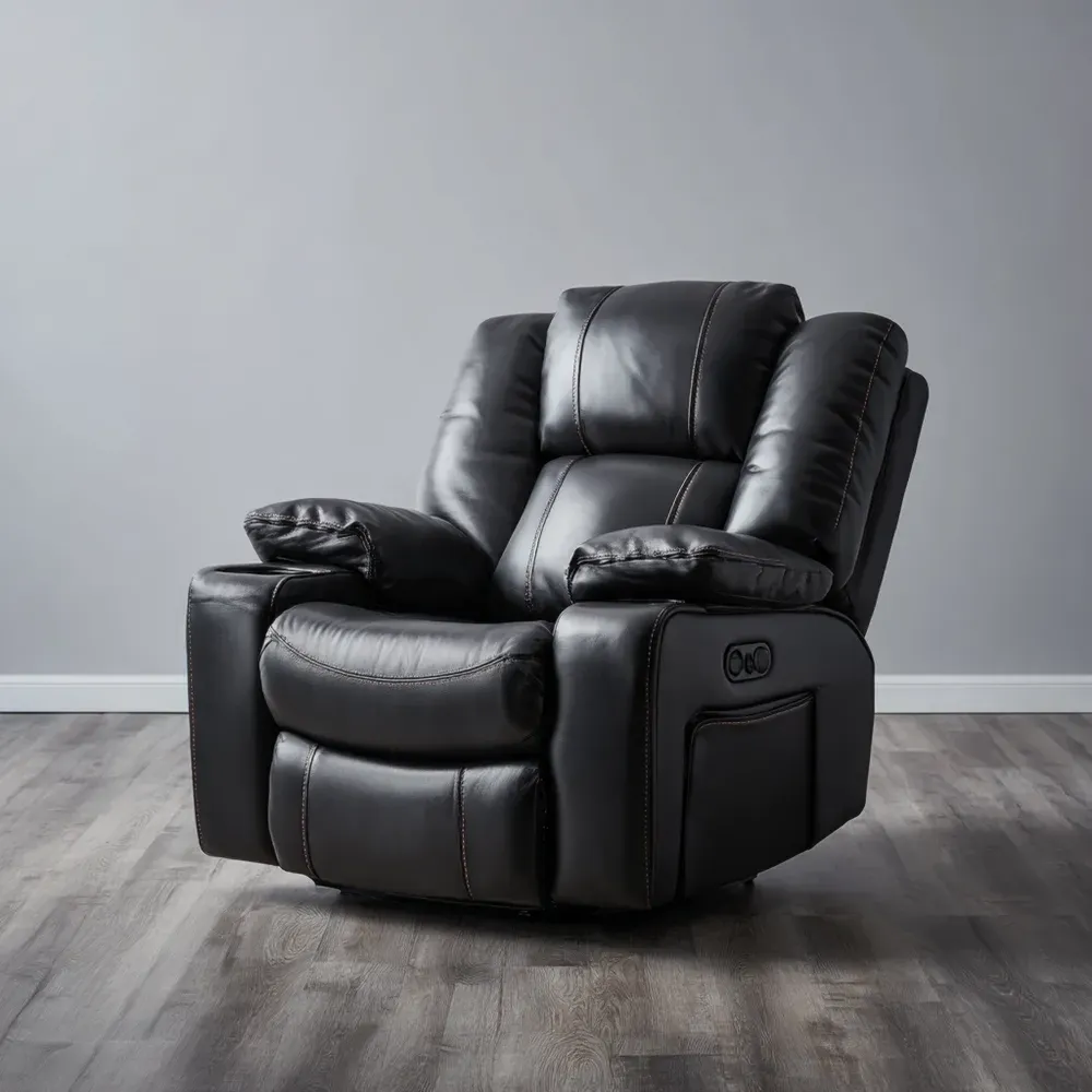 リクライニングチェア 合成革 95x85x100 cm - ブラック