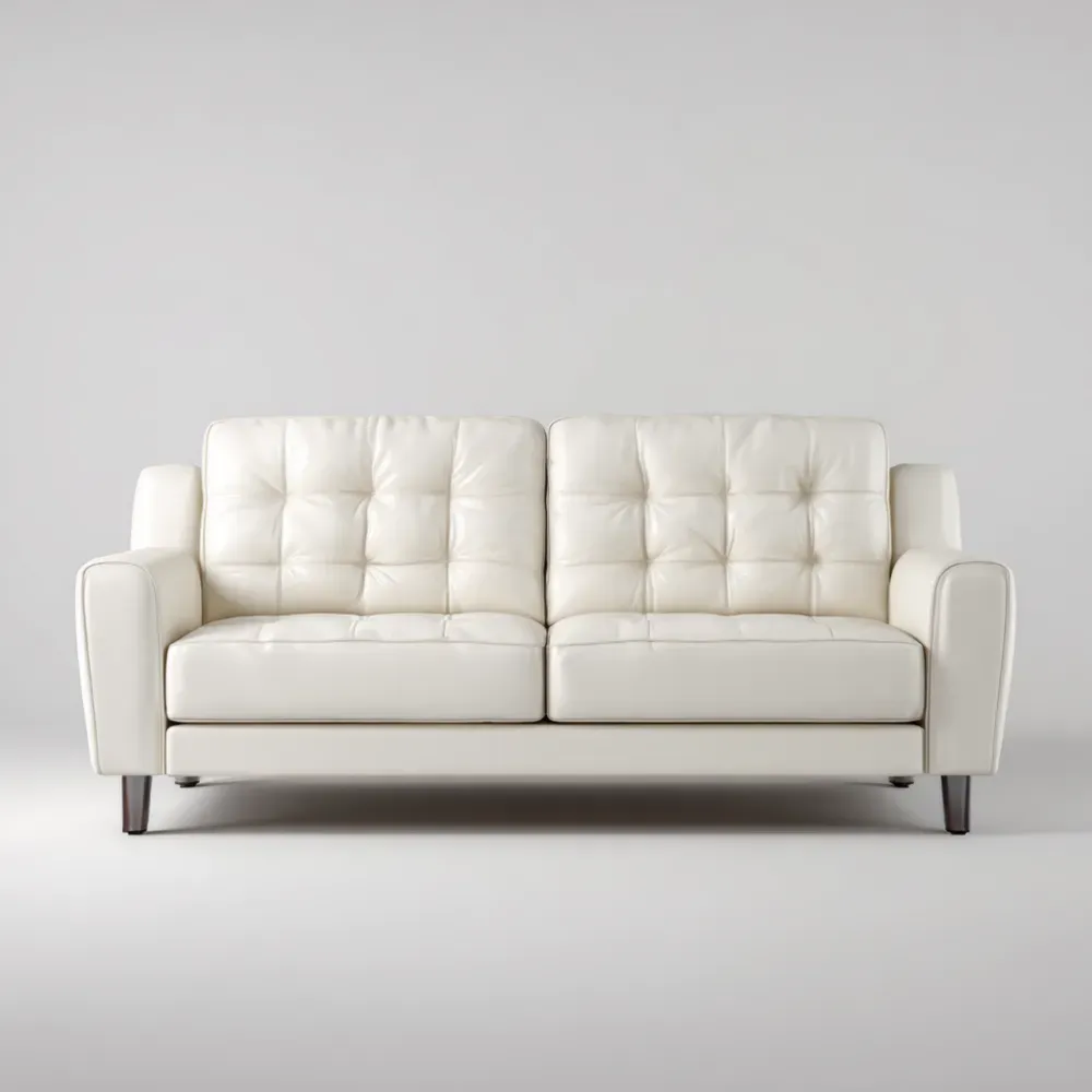 2人掛けレザーソファ – 175x85x75 cm – クリームホワイト – クラシックデザイン