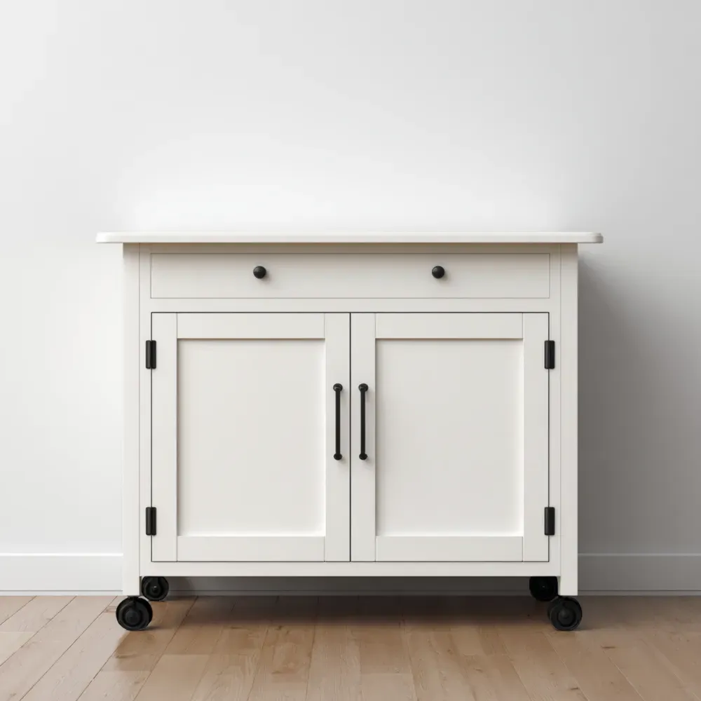 キッチンワゴン 木製 80x40x90 cm - ホワイト - 引き出し付き