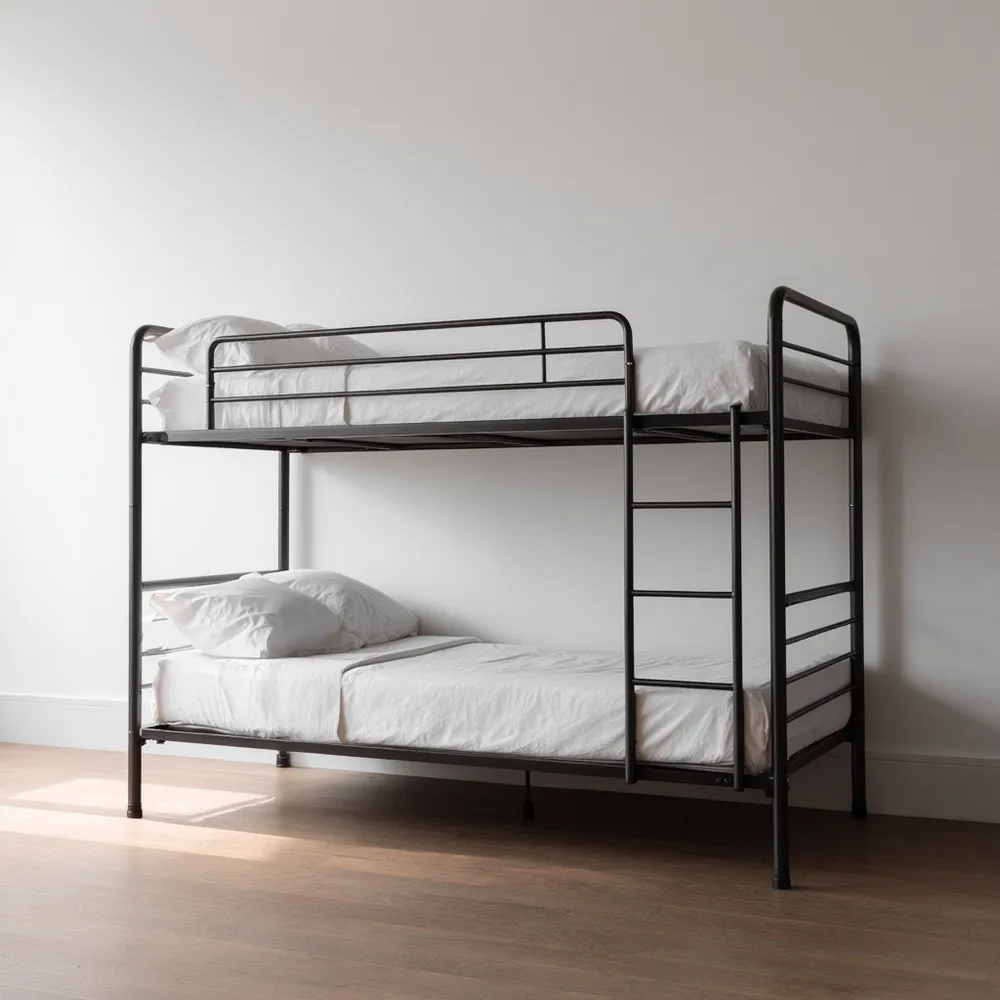 二段ベッド スチール製 200x100x150 cm – ブラック – 省スペースデザイン