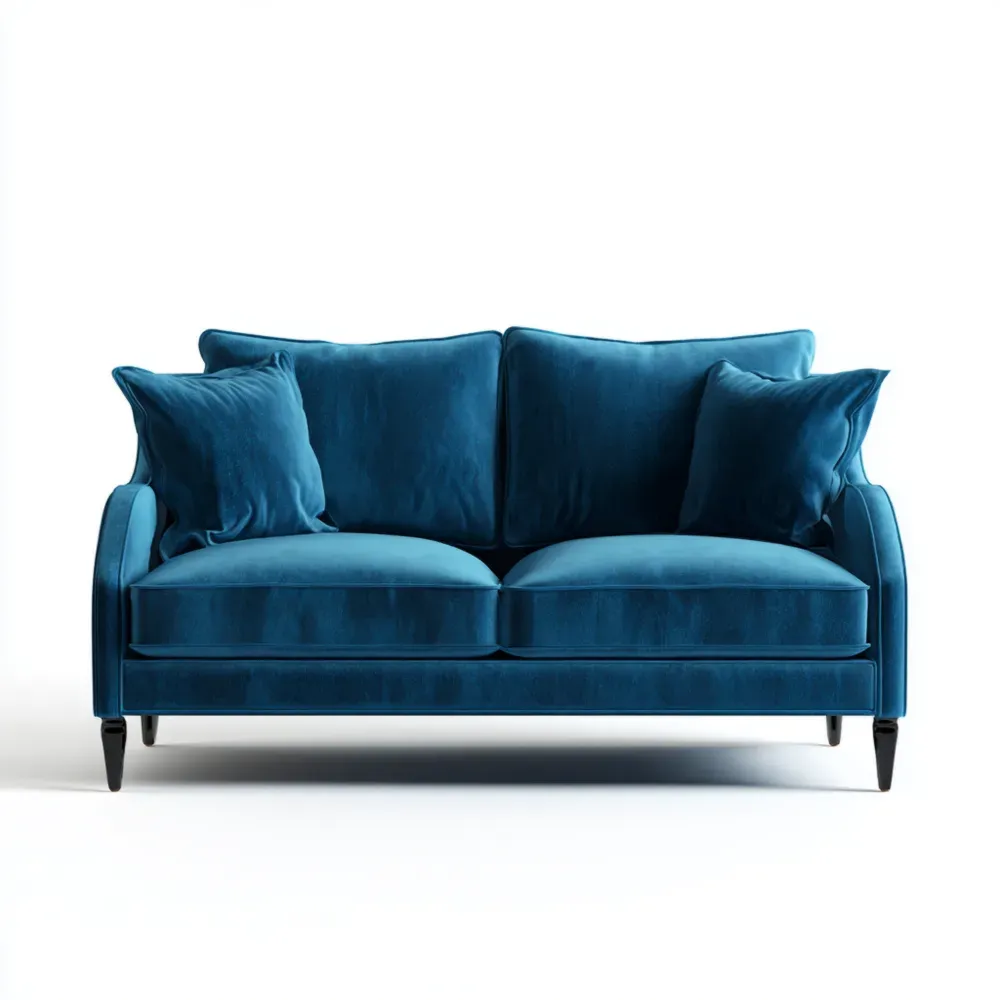 2人掛けソファ 150x90x85 cm ベルベット – ブルー – スタイリッシュデザイン