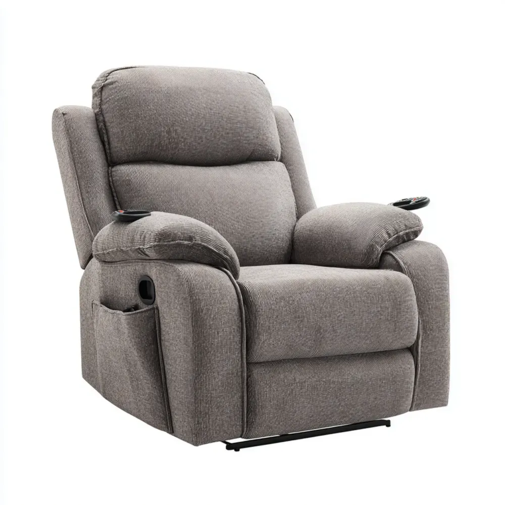 リクライニングチェア 布製 68x90x100 cm – グレー – 人間工学設計