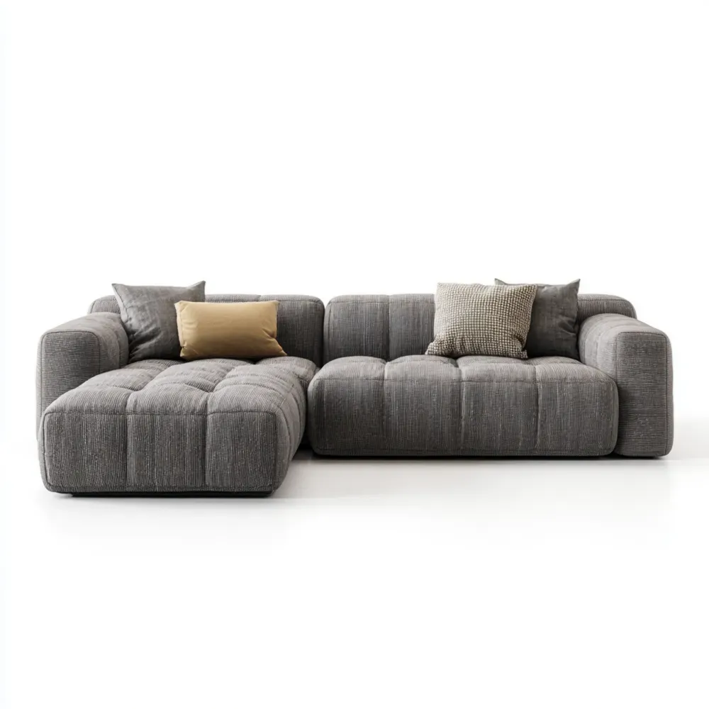 コーナーソファ 布製 270x150x75 cm – グレー – モダンスタイル
