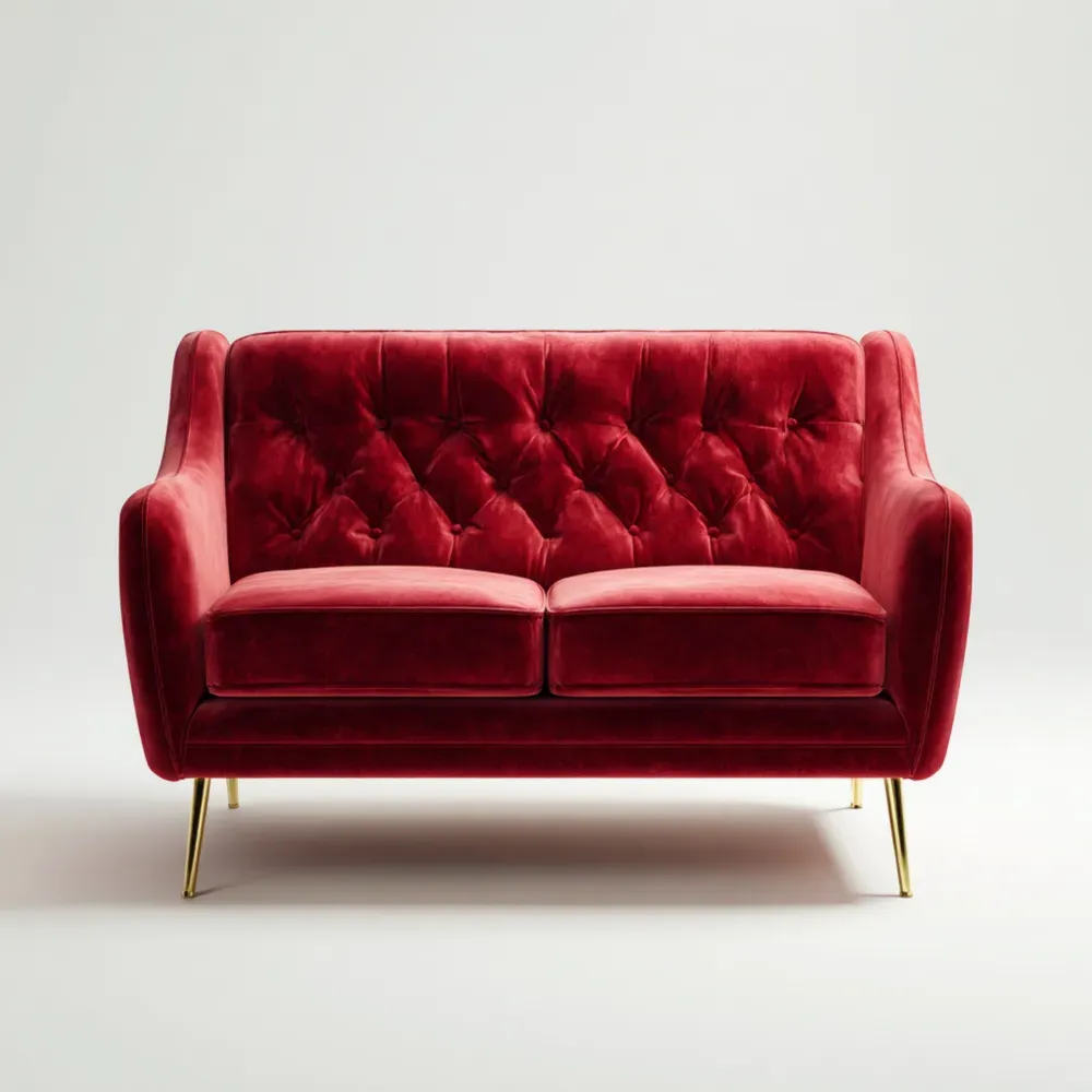 2人掛けソファ ベルベット 150x80x85 cm – レッド – エレガントデザイン