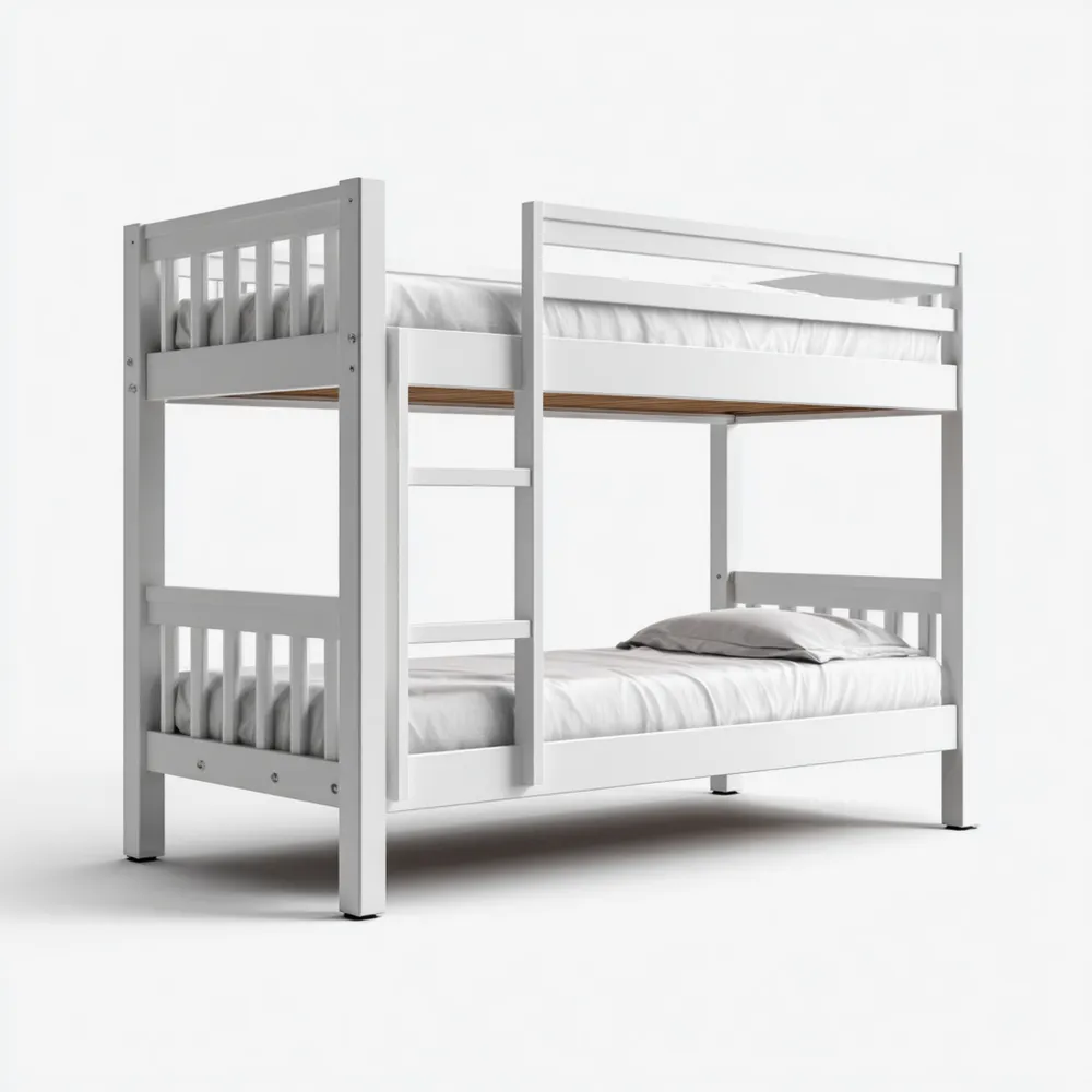 二段ベッド 木製 200x100x150 cm – ホワイト – シンプルデザイン