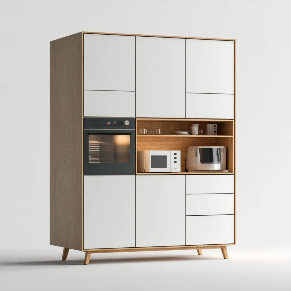 キッチンキャビネット 木製 185x120x45 cm – ホワイト/ナチュラル – モダンデザイン