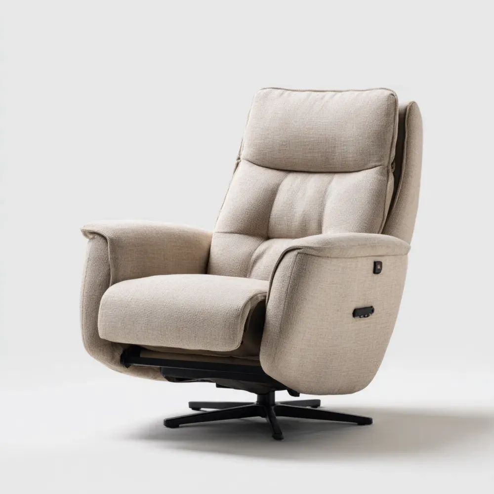 リクライニングチェア 布 80x85x105 cm - ベージュ - 回転機能付き